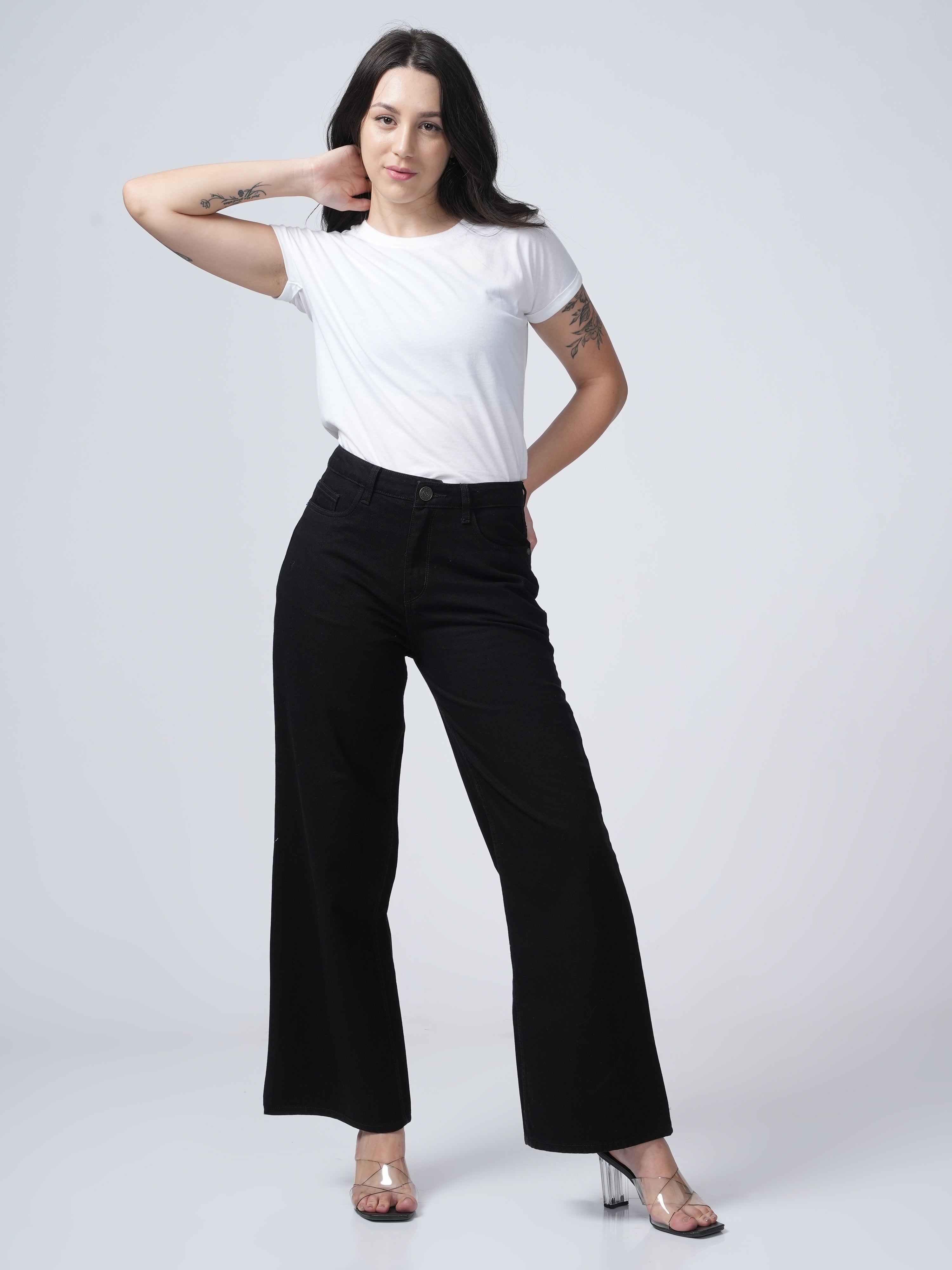 High Rise Wide Leg Denim - Black