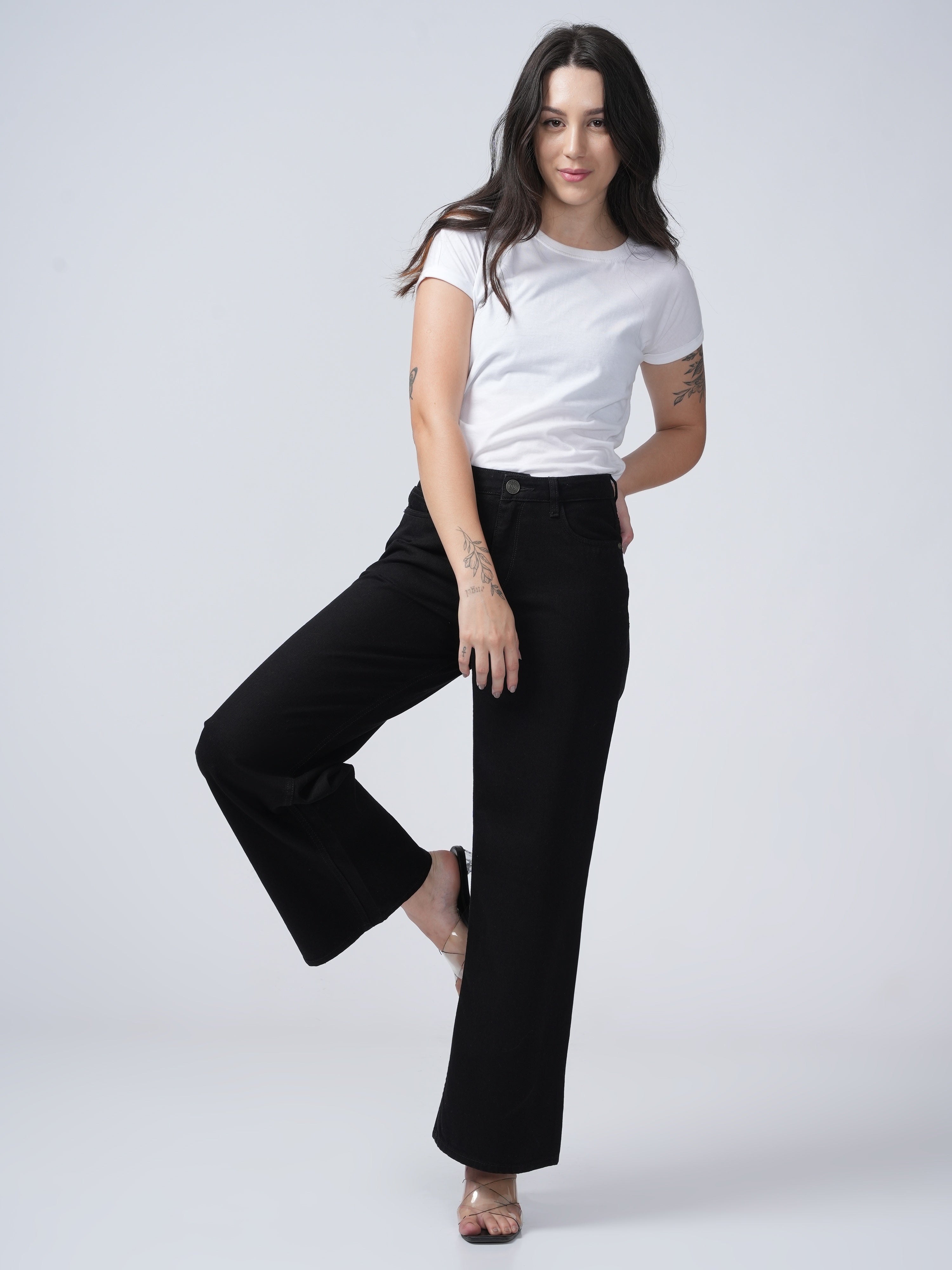 High Rise Wide Leg Denim - Black