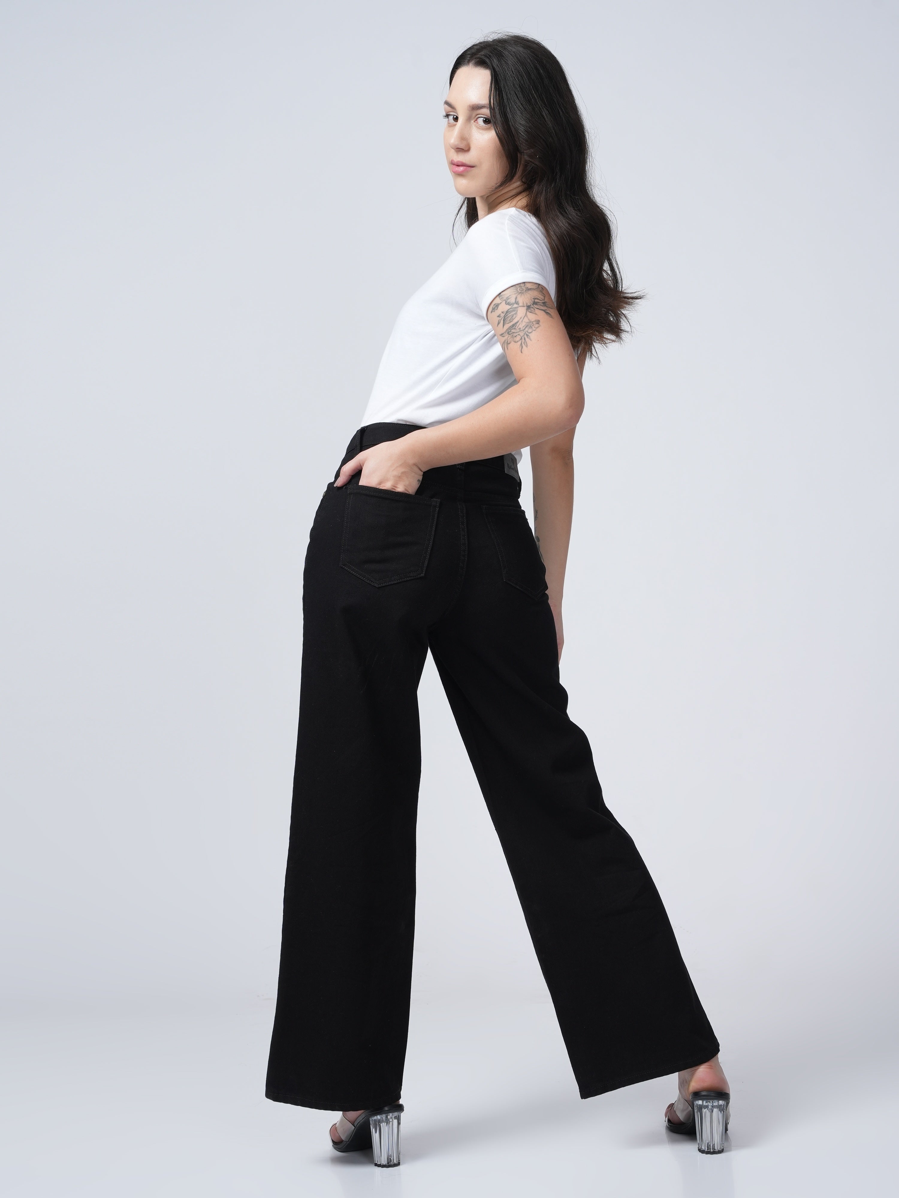 High Rise Wide Leg Denim - Black