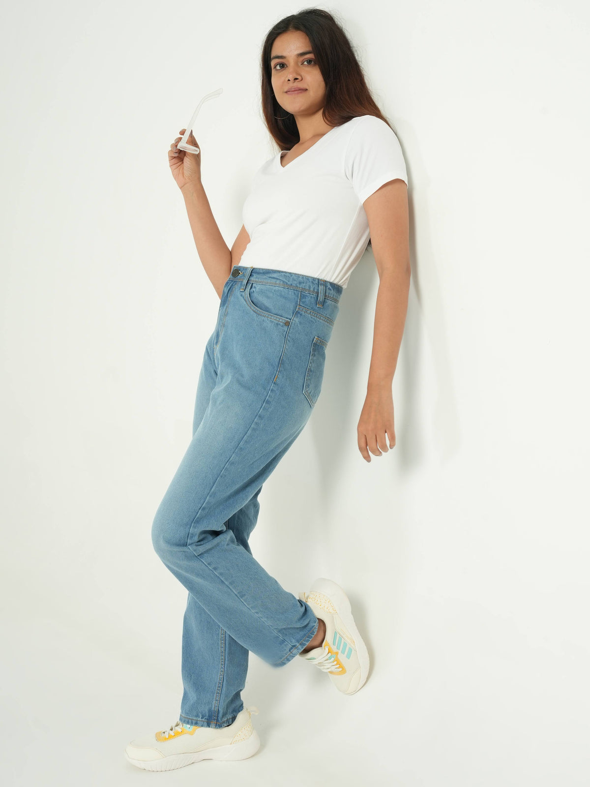 Ice Blue High Rise Straight Fit Jeans