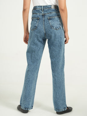 Light Blue High Rise Straight Fit Jeans