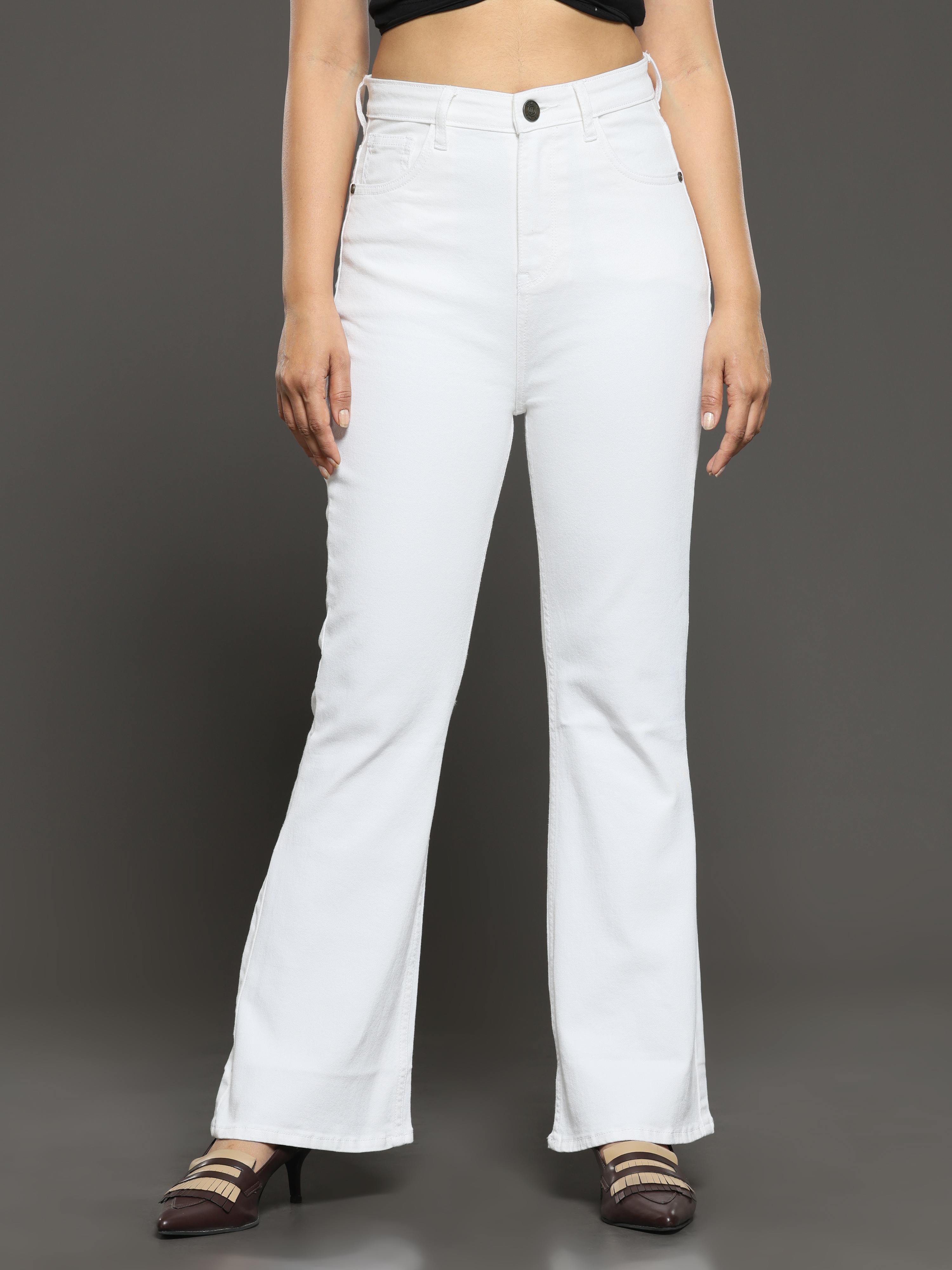 High Rise Bootcut Jeans - White