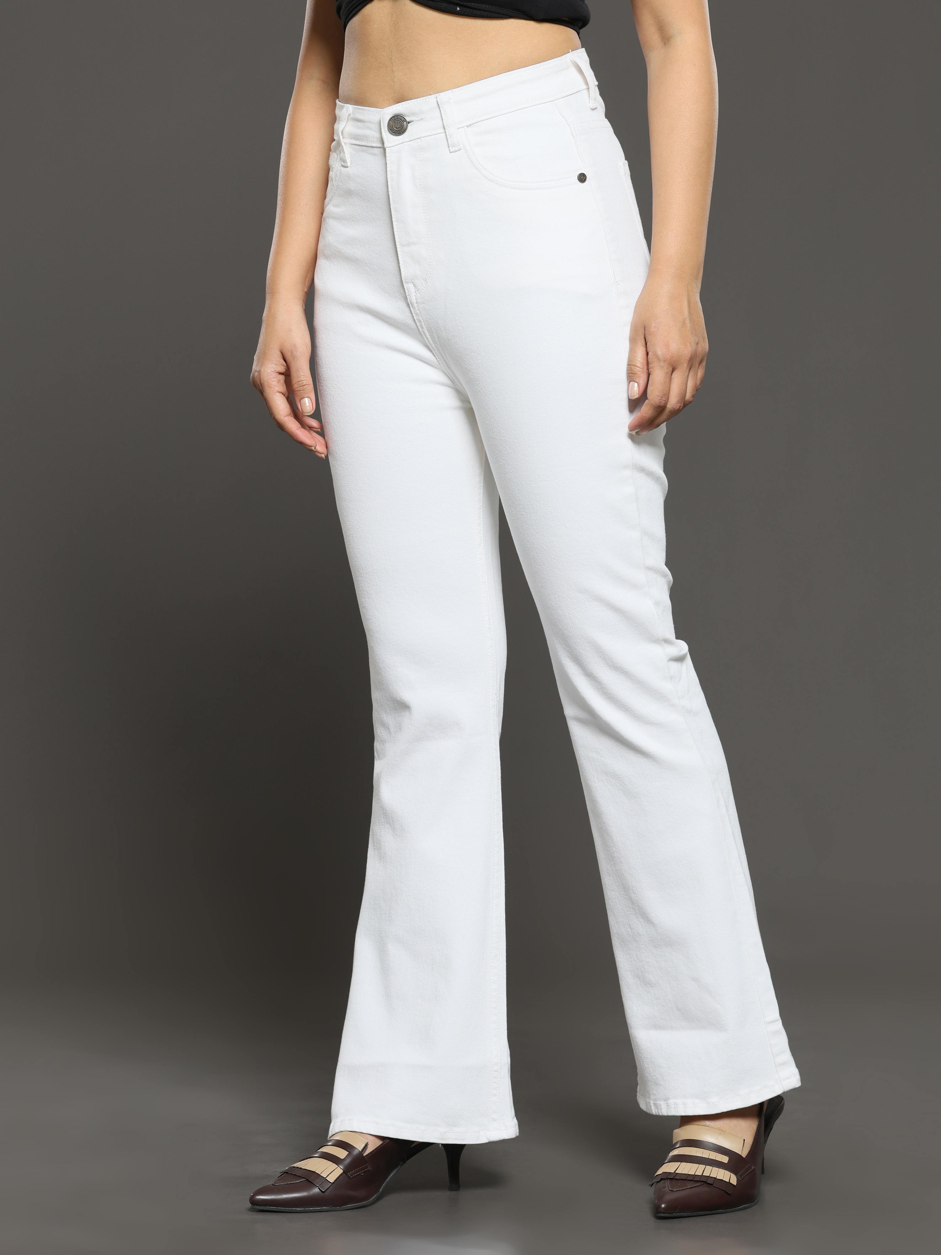 High Rise Bootcut Jeans - White