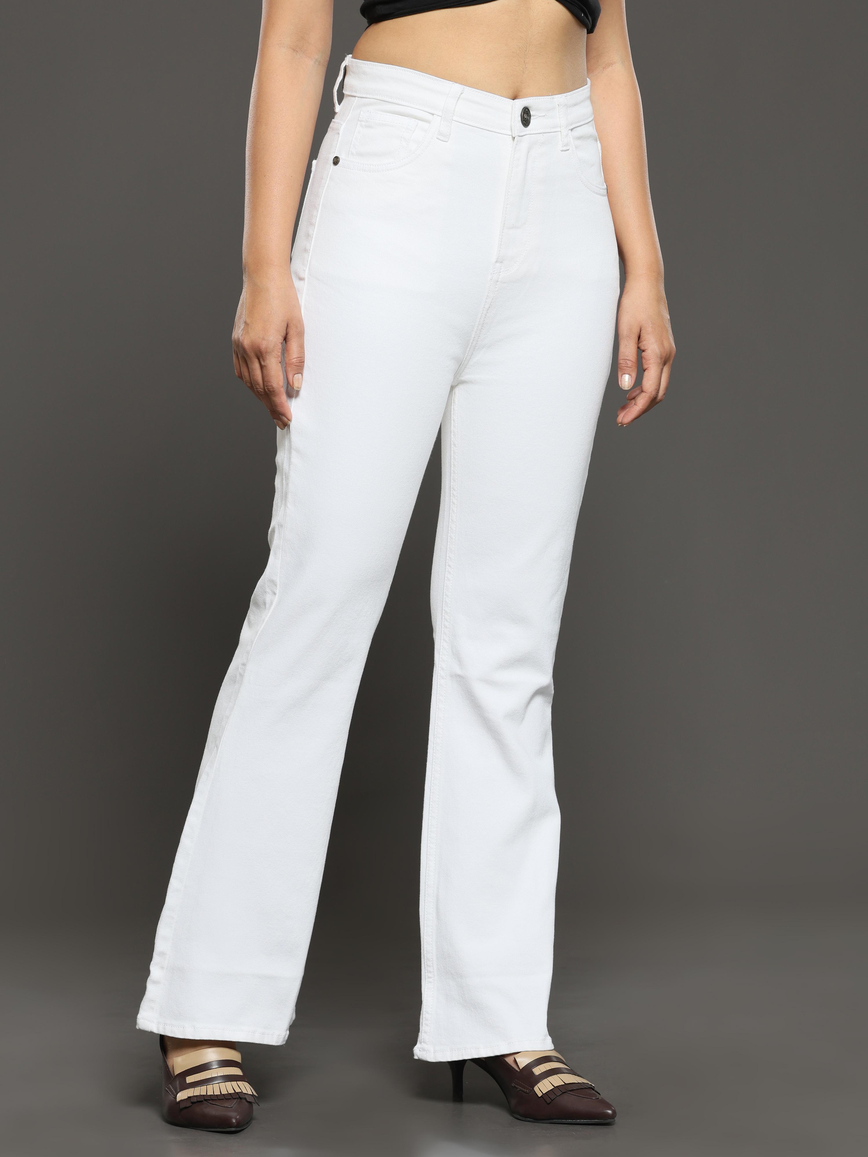 High Rise Bootcut Jeans - White