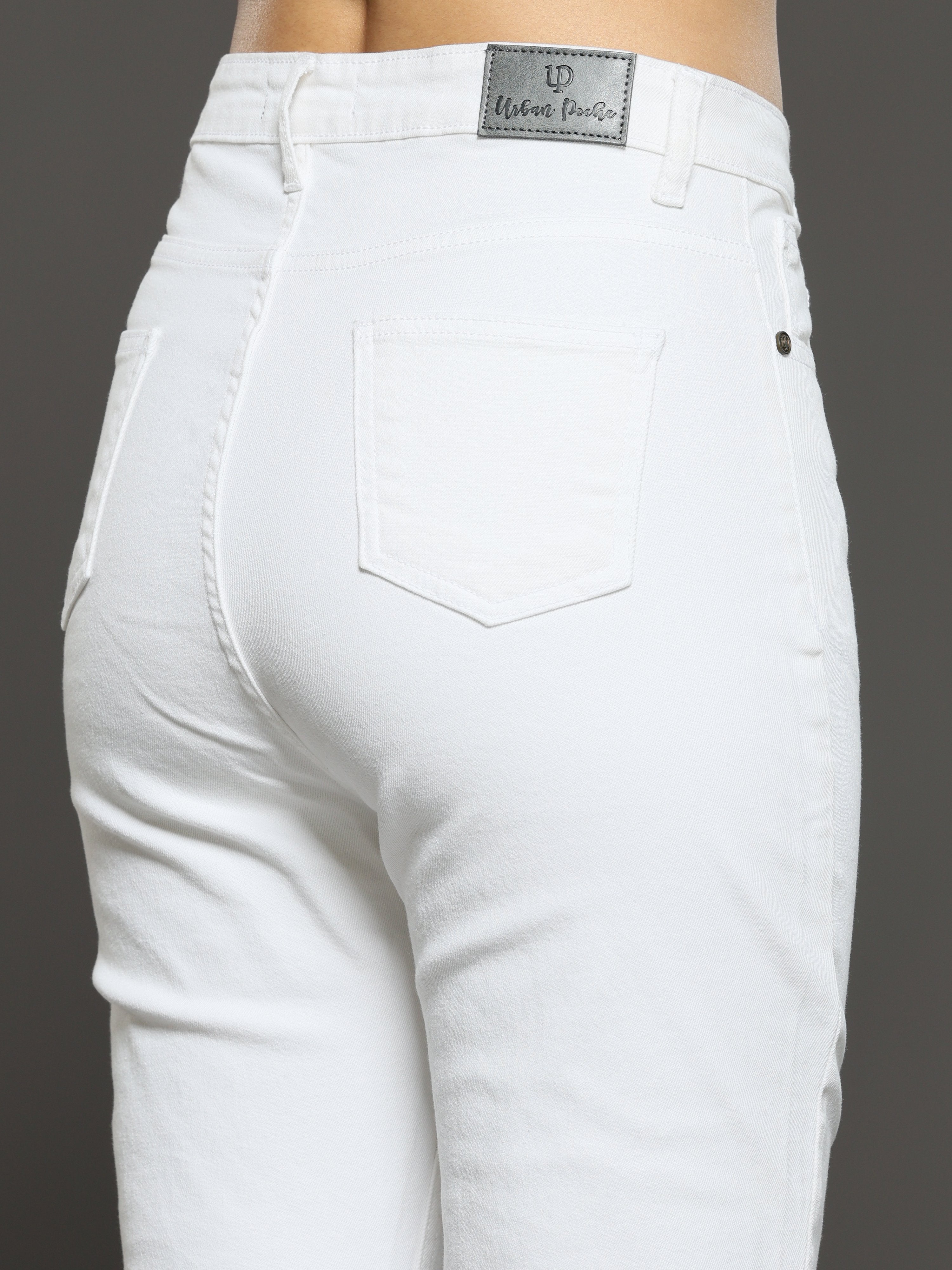 High Rise Bootcut Jeans - White