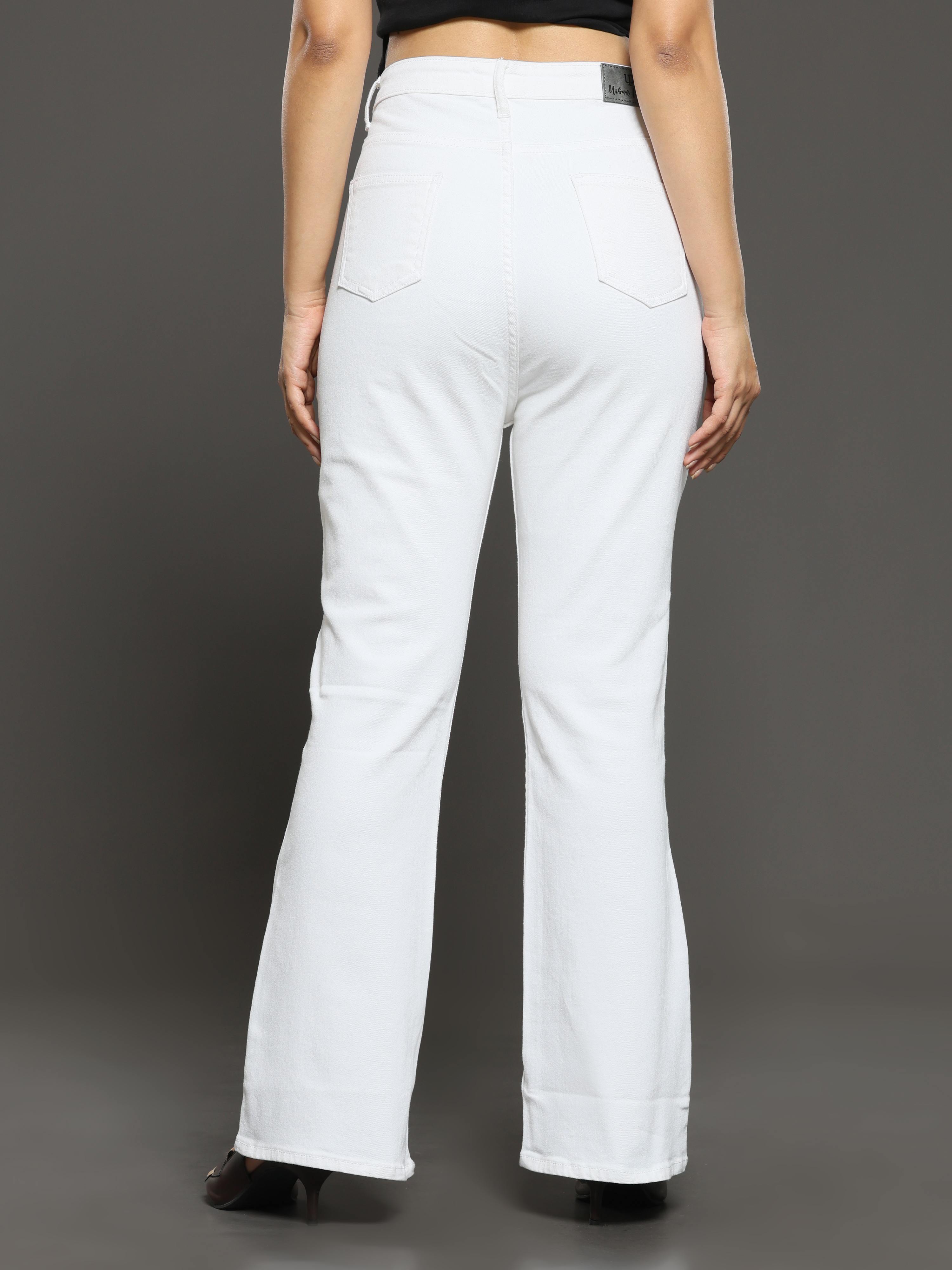 High Rise Bootcut Jeans - White