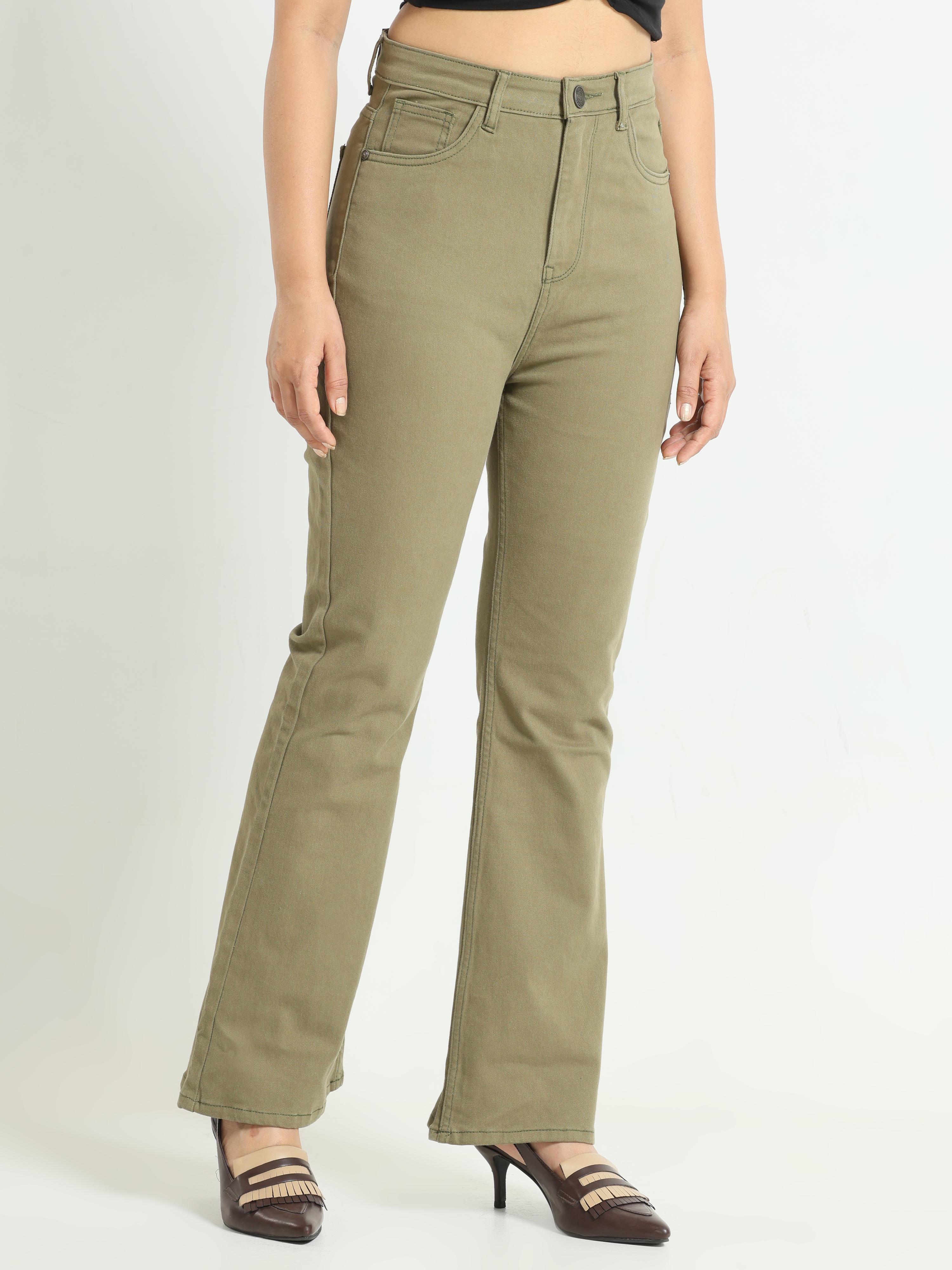 High Rise Bootcut Jeans - Green