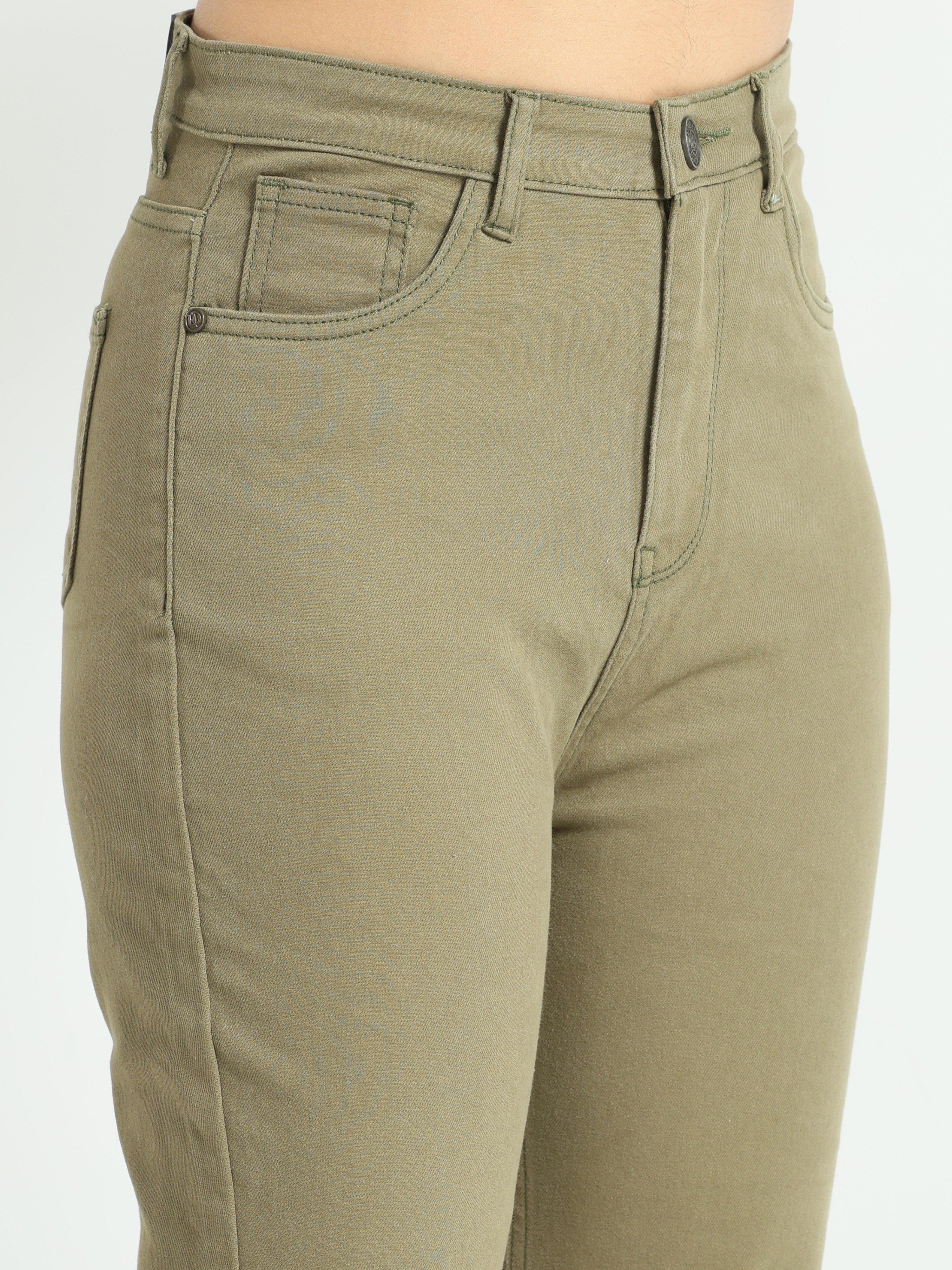 High Rise Bootcut Jeans - Green