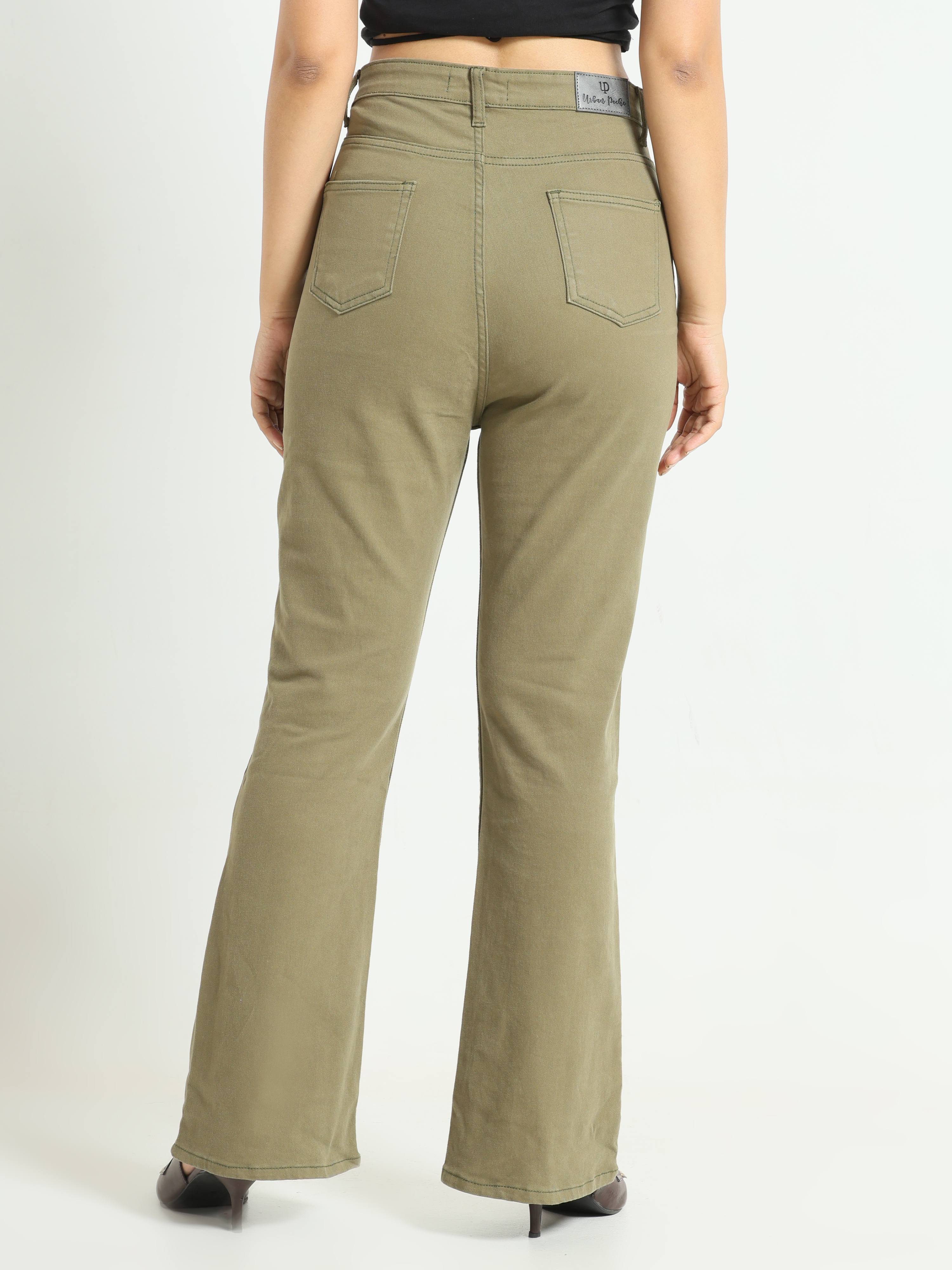 High Rise Bootcut Jeans - Green