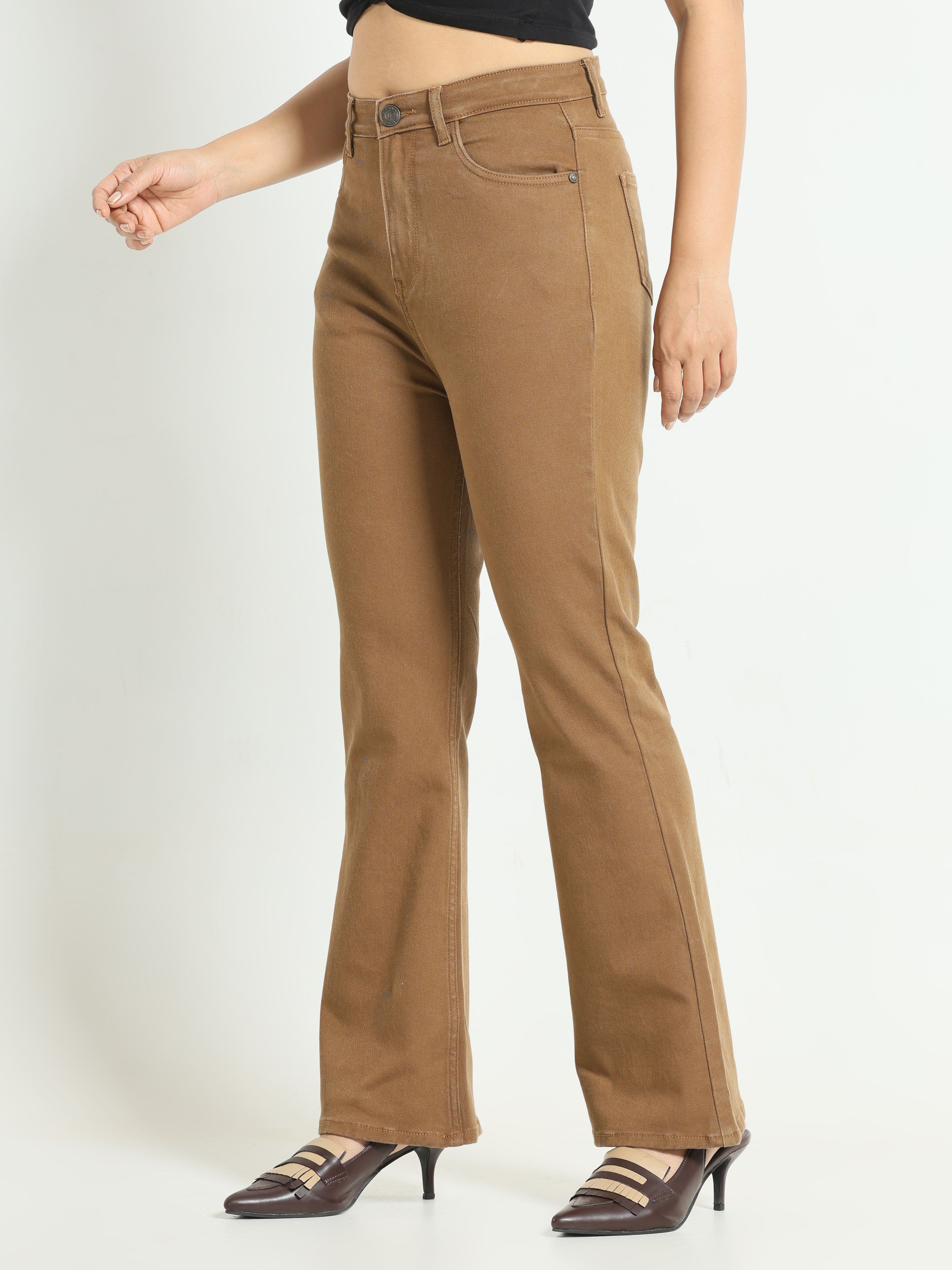 High Rise Bootcut Jeans - Brown