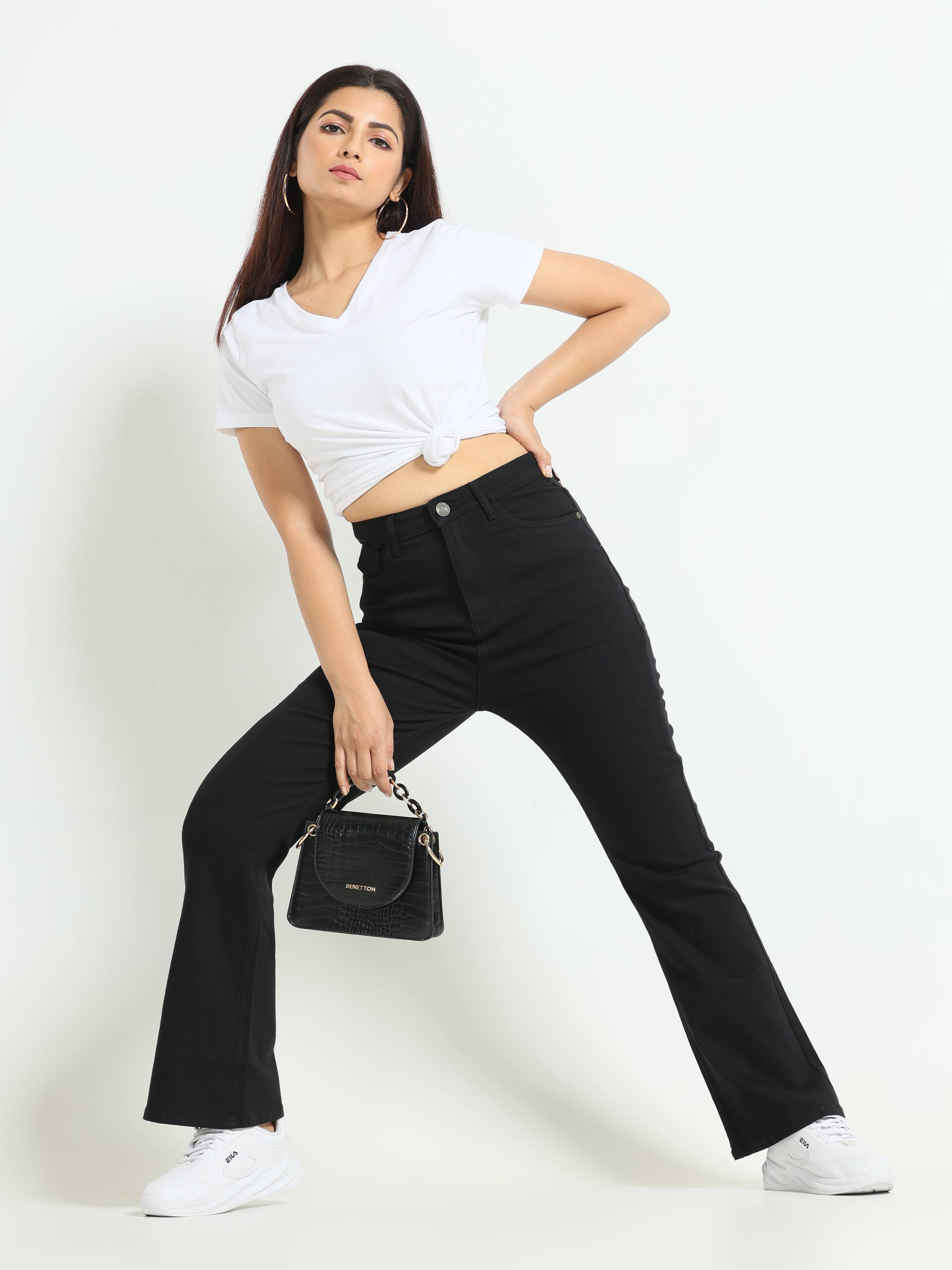 High Rise Bootcut Jeans - Jet Black