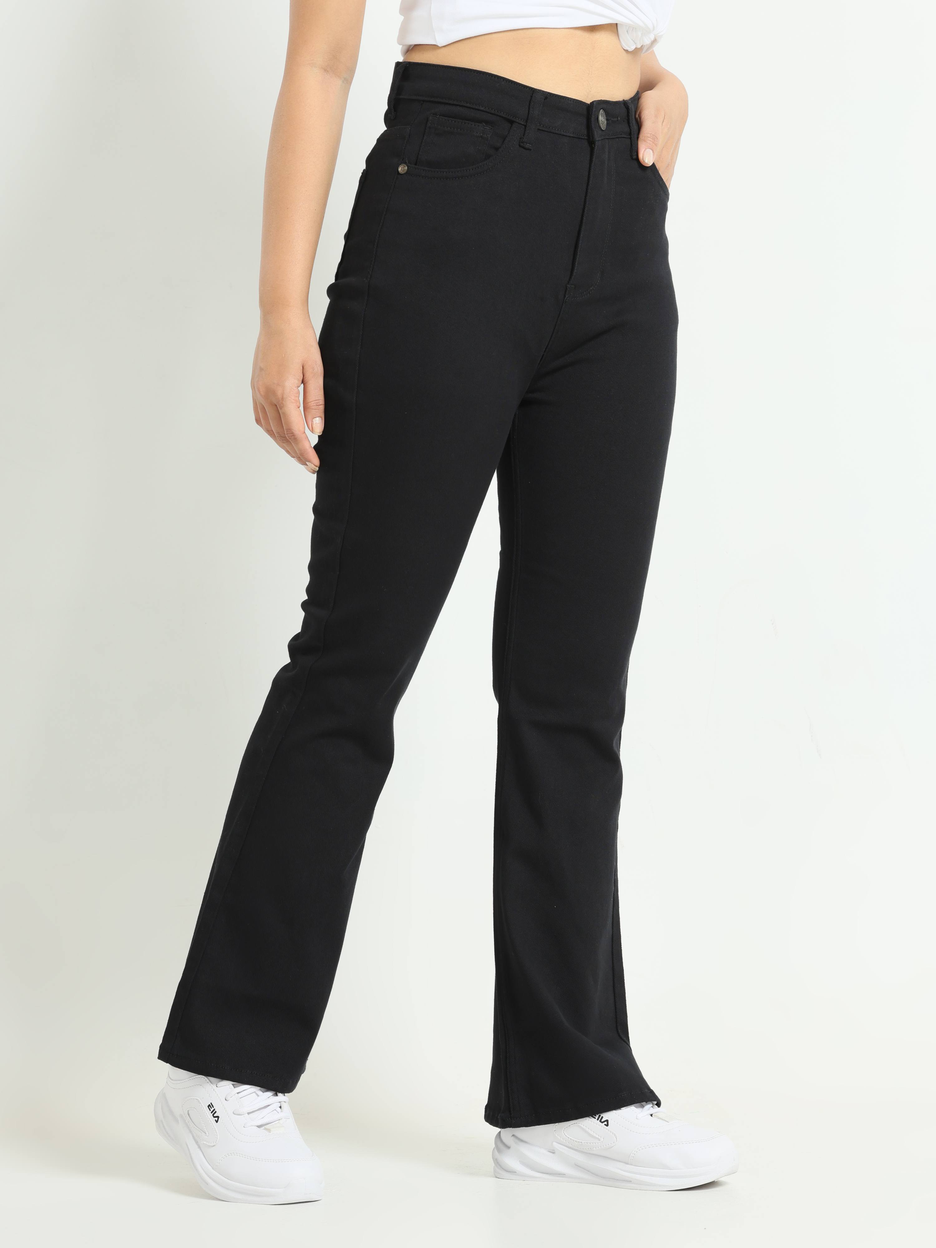 High Rise Bootcut Jeans - Jet Black