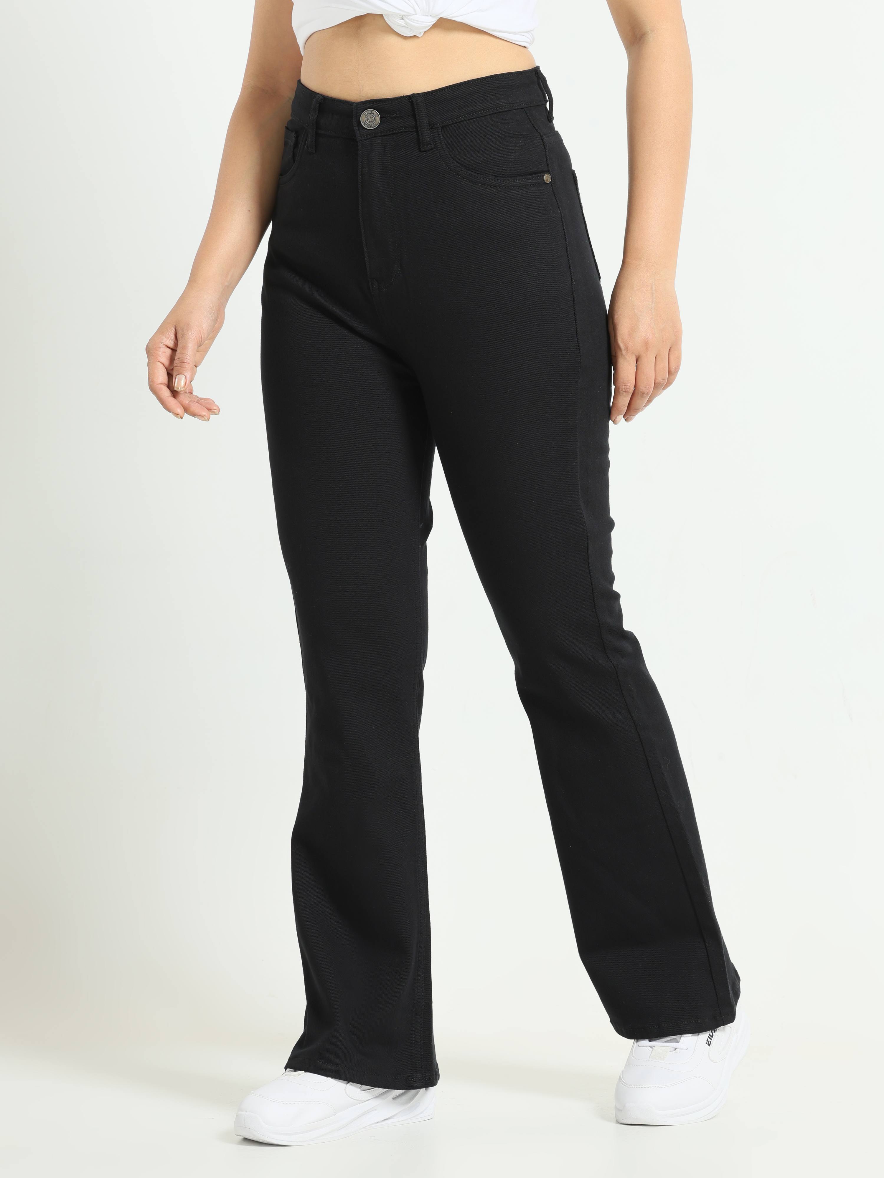 High Rise Bootcut Jeans - Jet Black