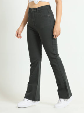 High Rise Bootcut Jeans - Charcoal Black