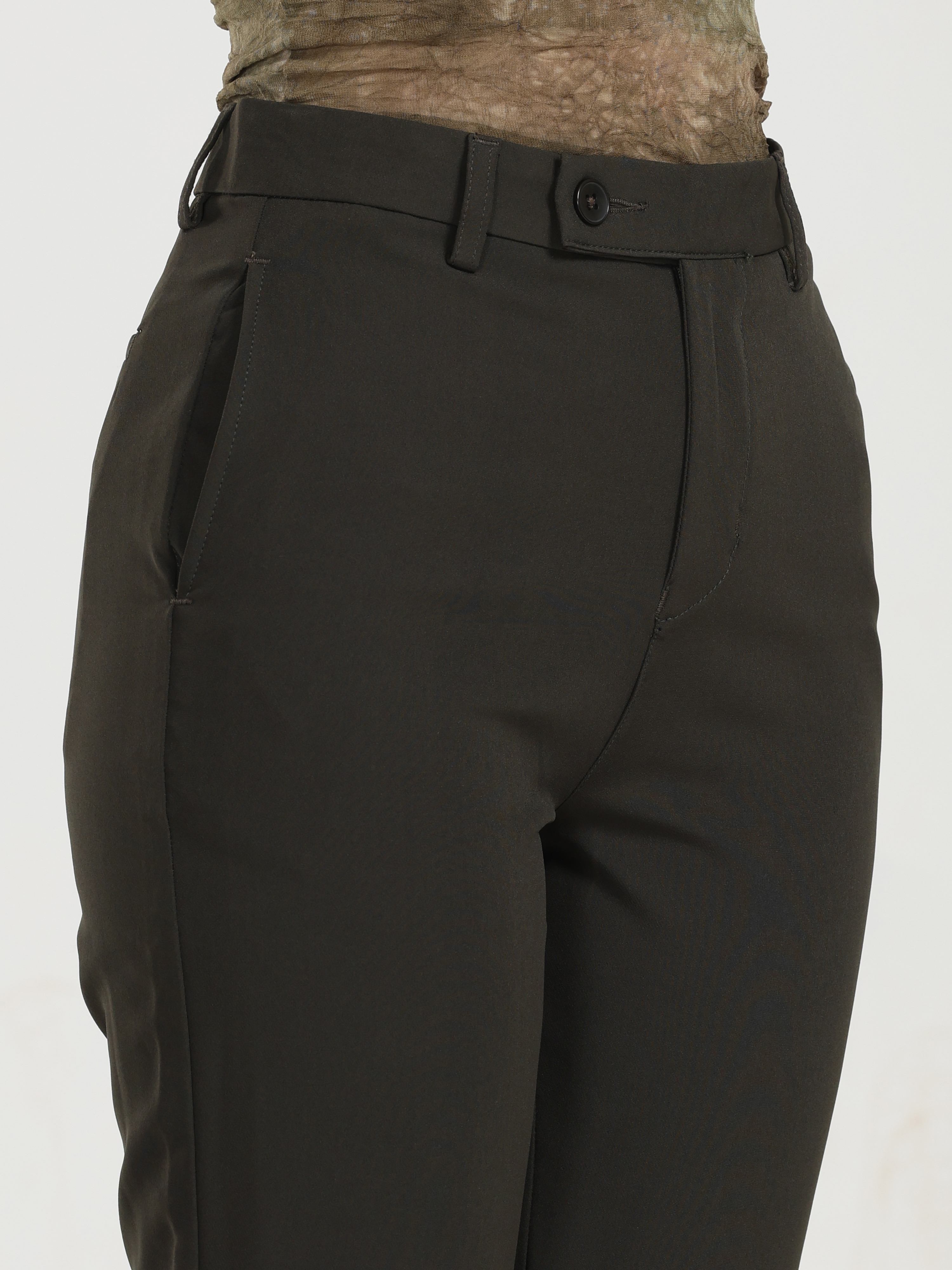 High Rise Bootcut Trousers -Dark Green