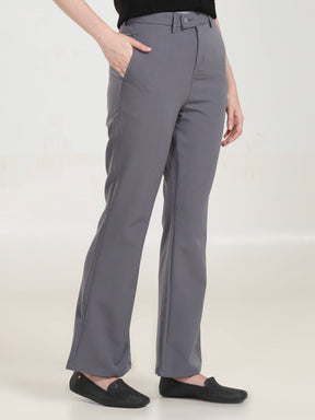 High Rise Bootcut Trousers - Dark Grey
