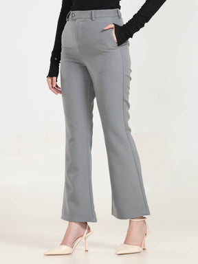 High Rise Bootcut Trousers - Cement