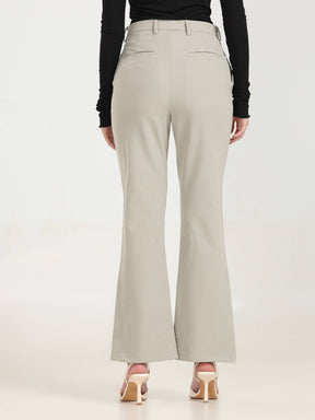 High Rise Bootcut Trousers - Beige