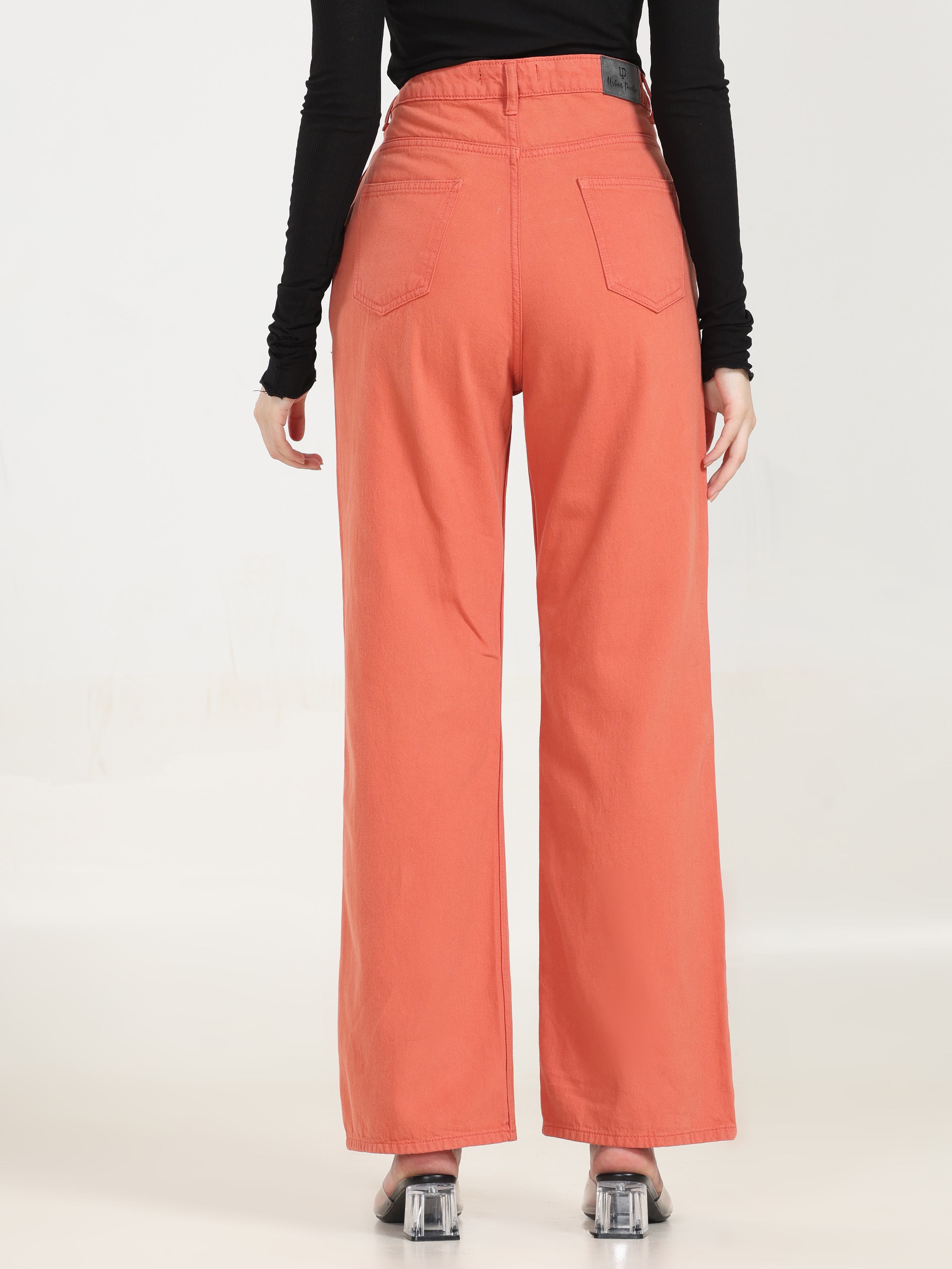 High Rise Wide Leg Denim - Corel Pink