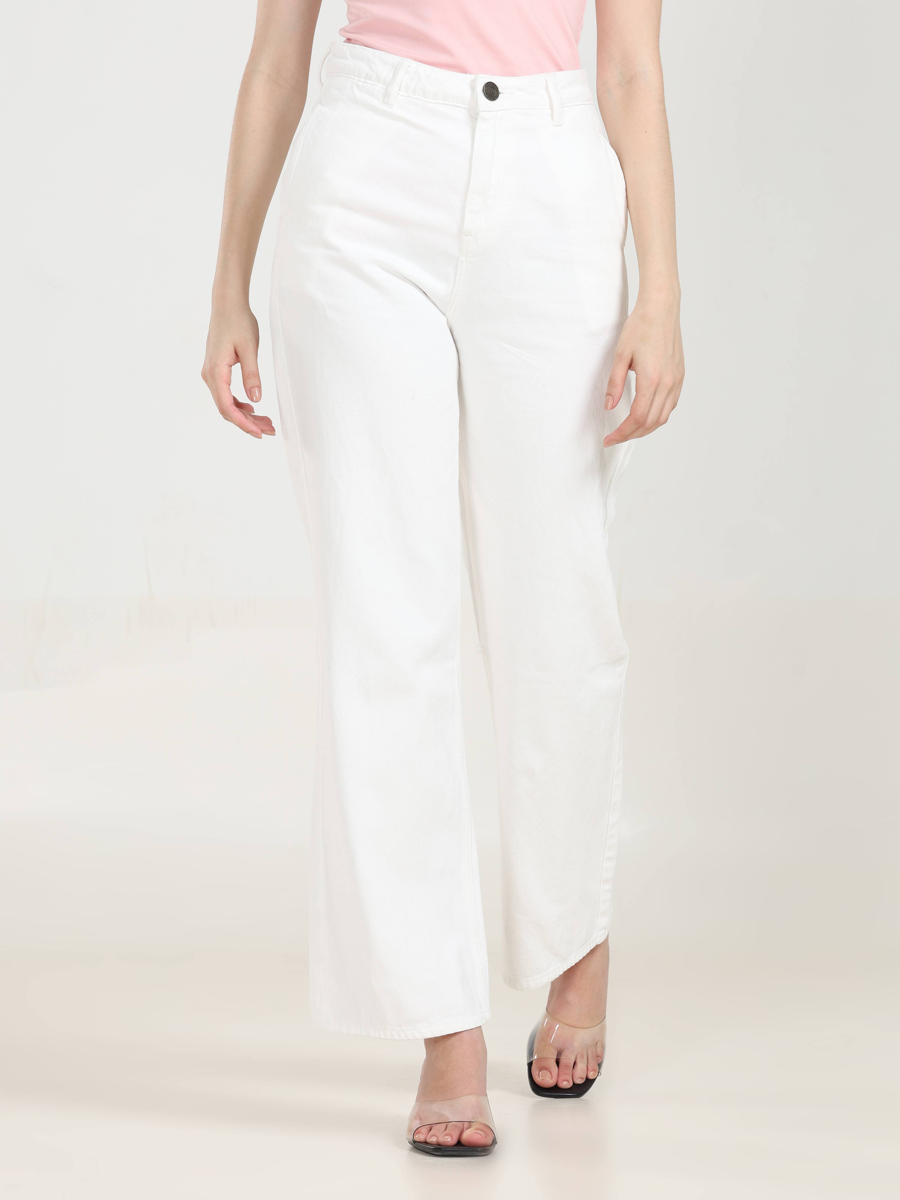 High Rise Wide Leg Denim - White