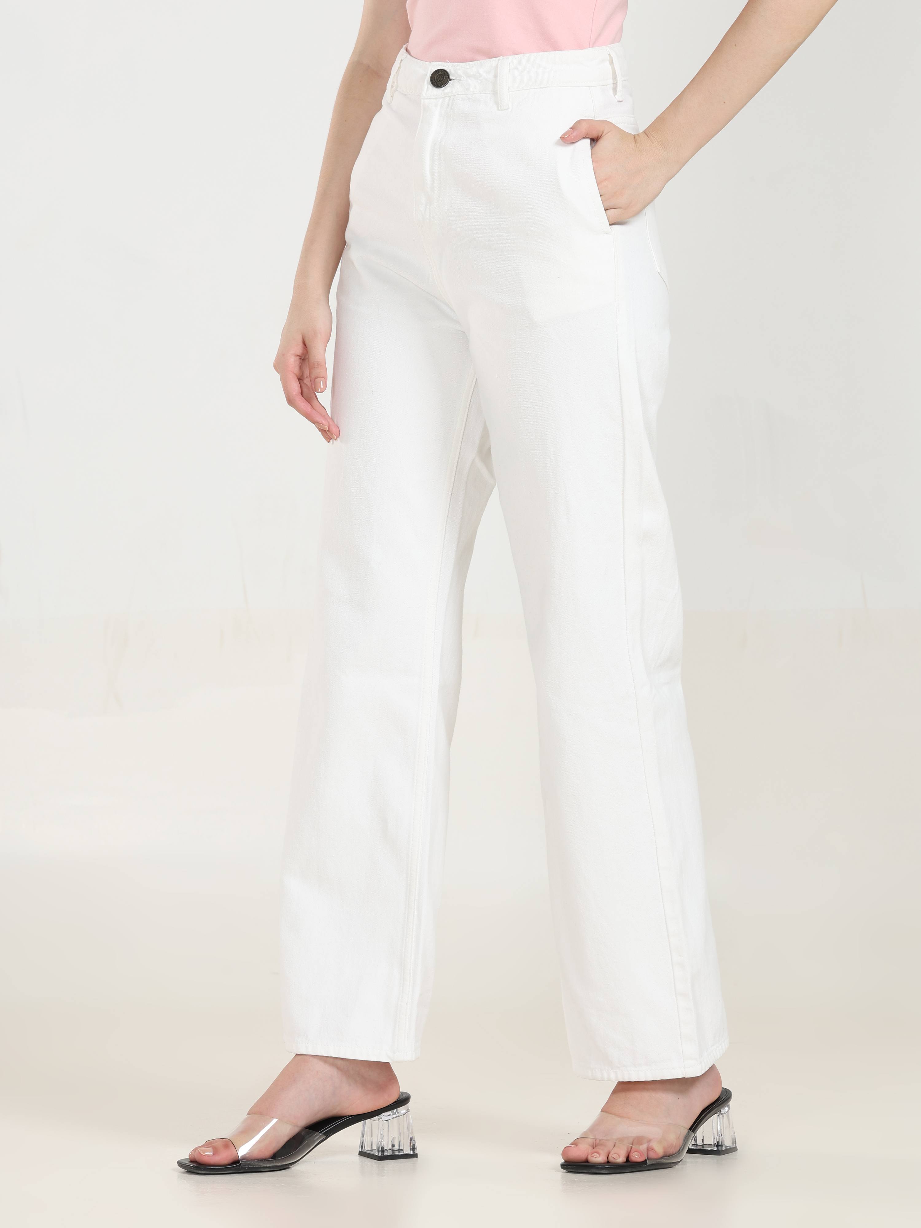 High Rise Wide Leg Denim - White