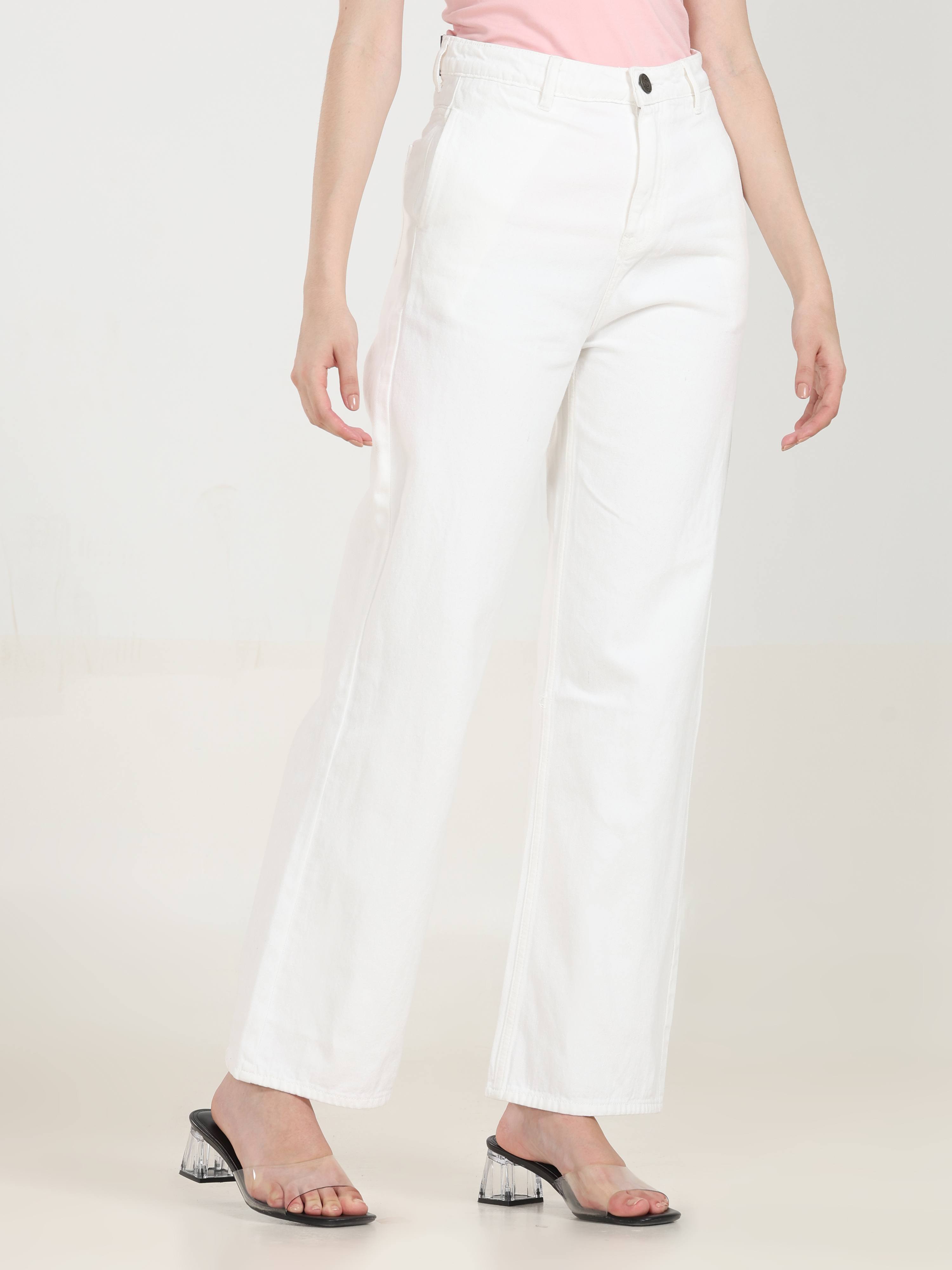 High Rise Wide Leg Denim - White