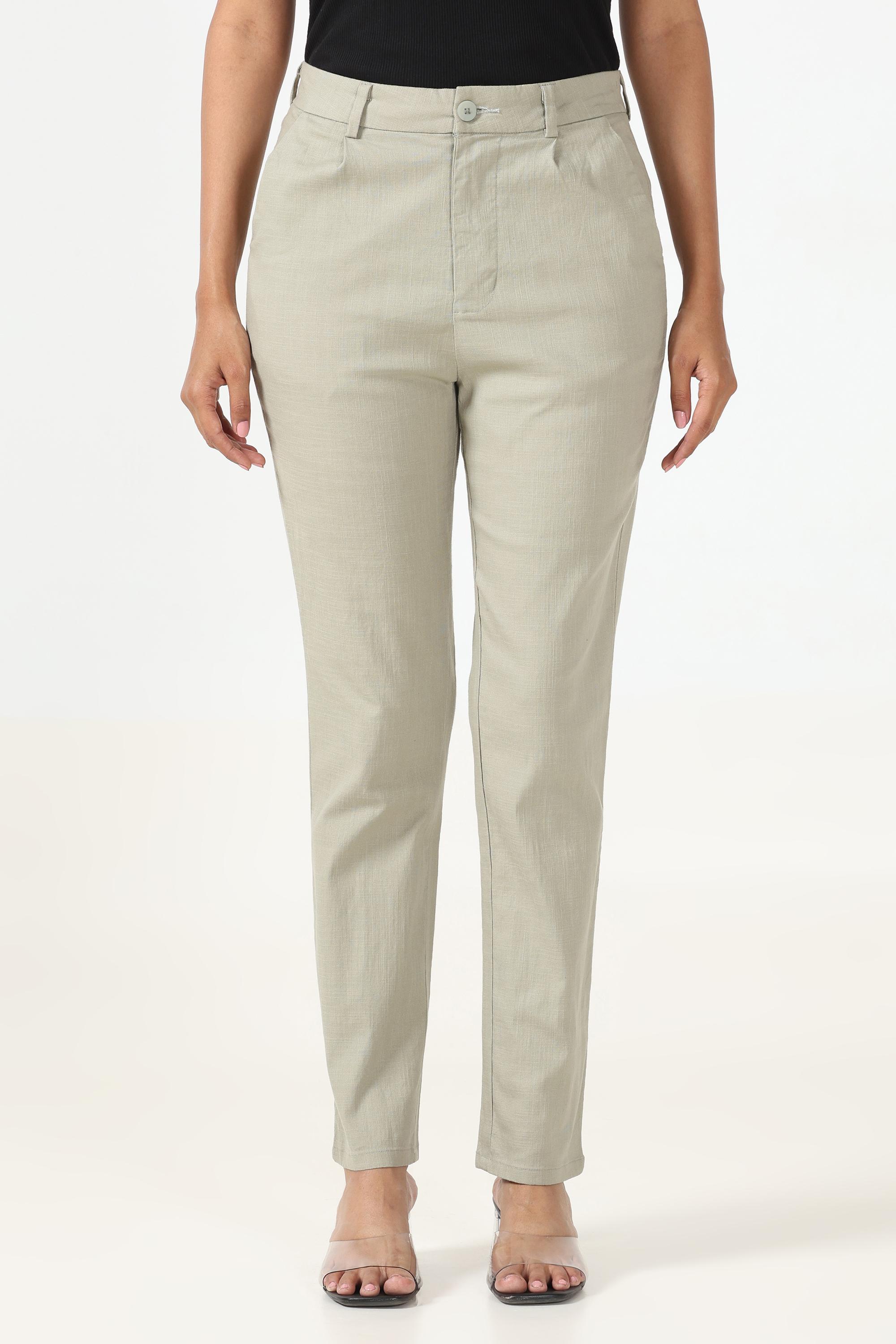 Linen Cotton Formal Trouser - Pista Green