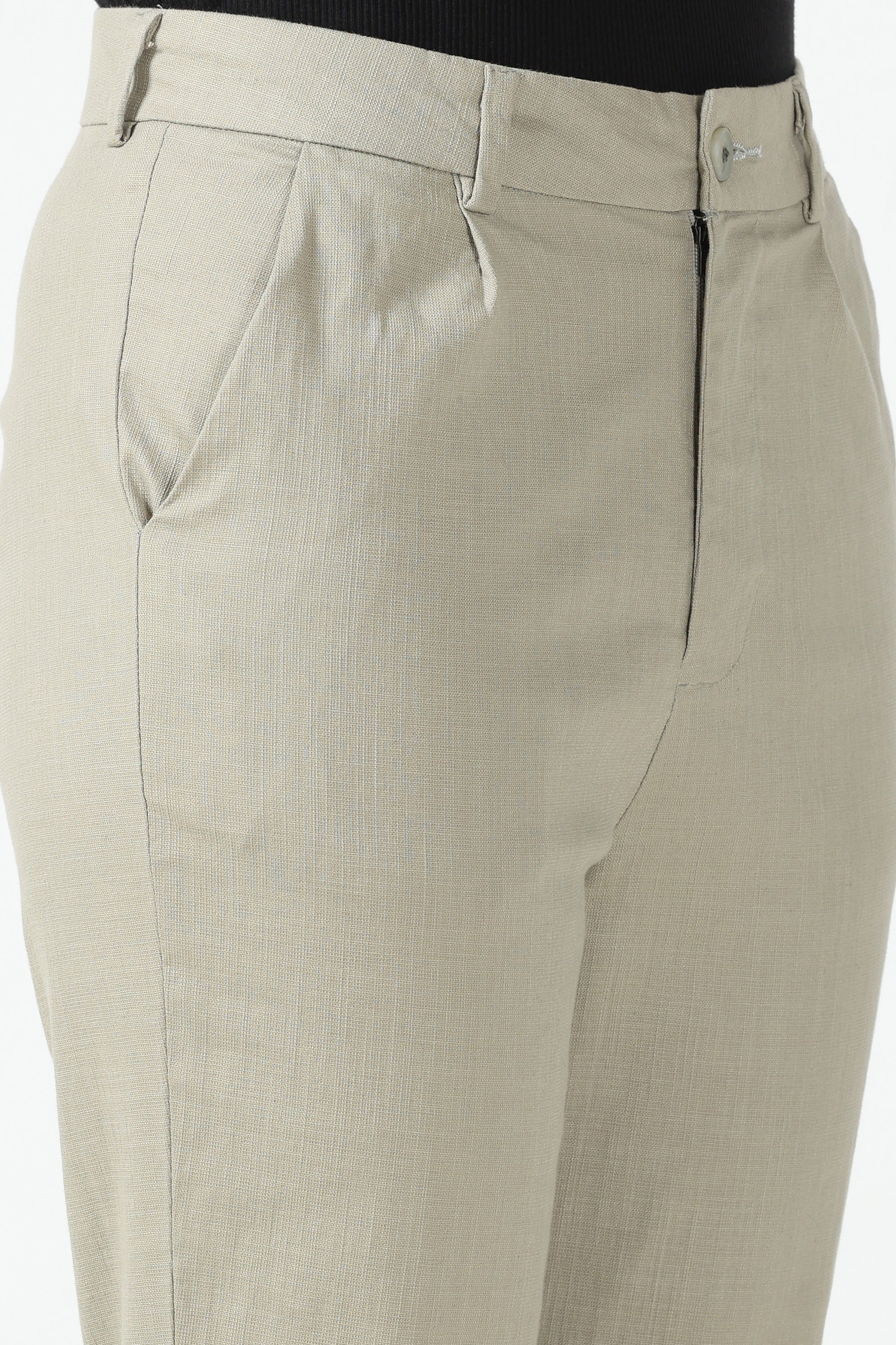 Linen Cotton Formal Trouser - Pista Green