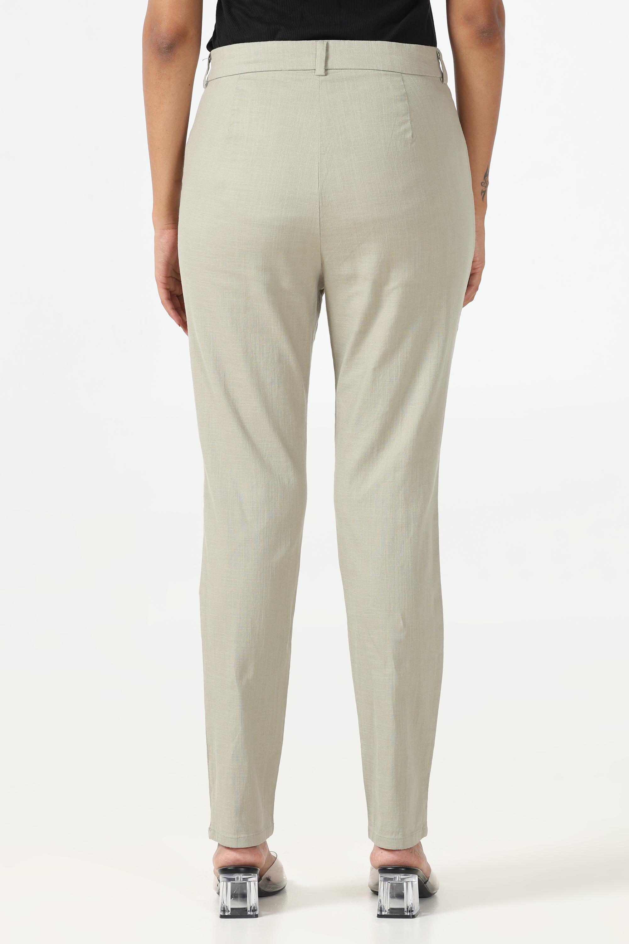 Linen Cotton Formal Trouser - Pista Green