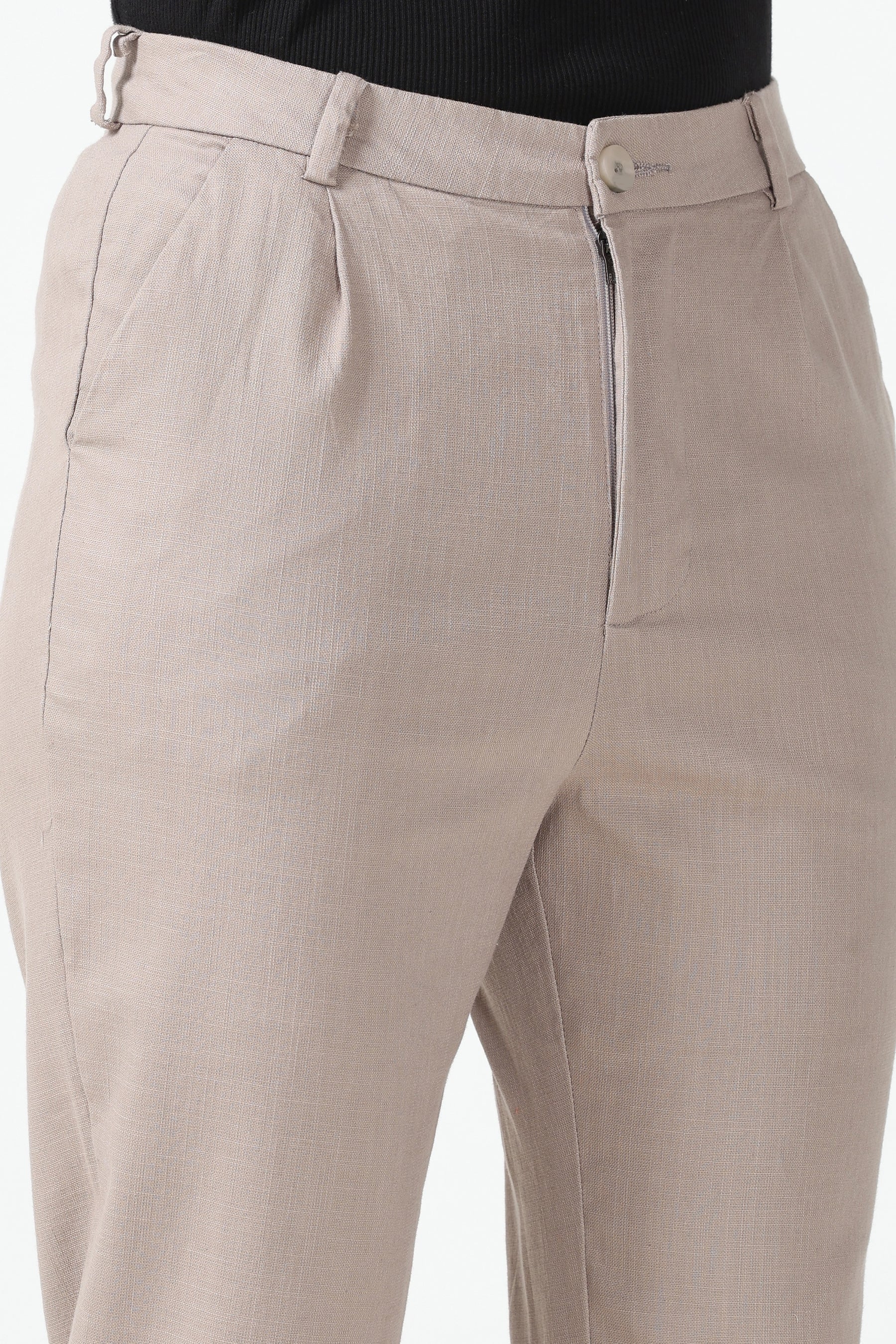 Linen Cotton Formal Trouser - Beige