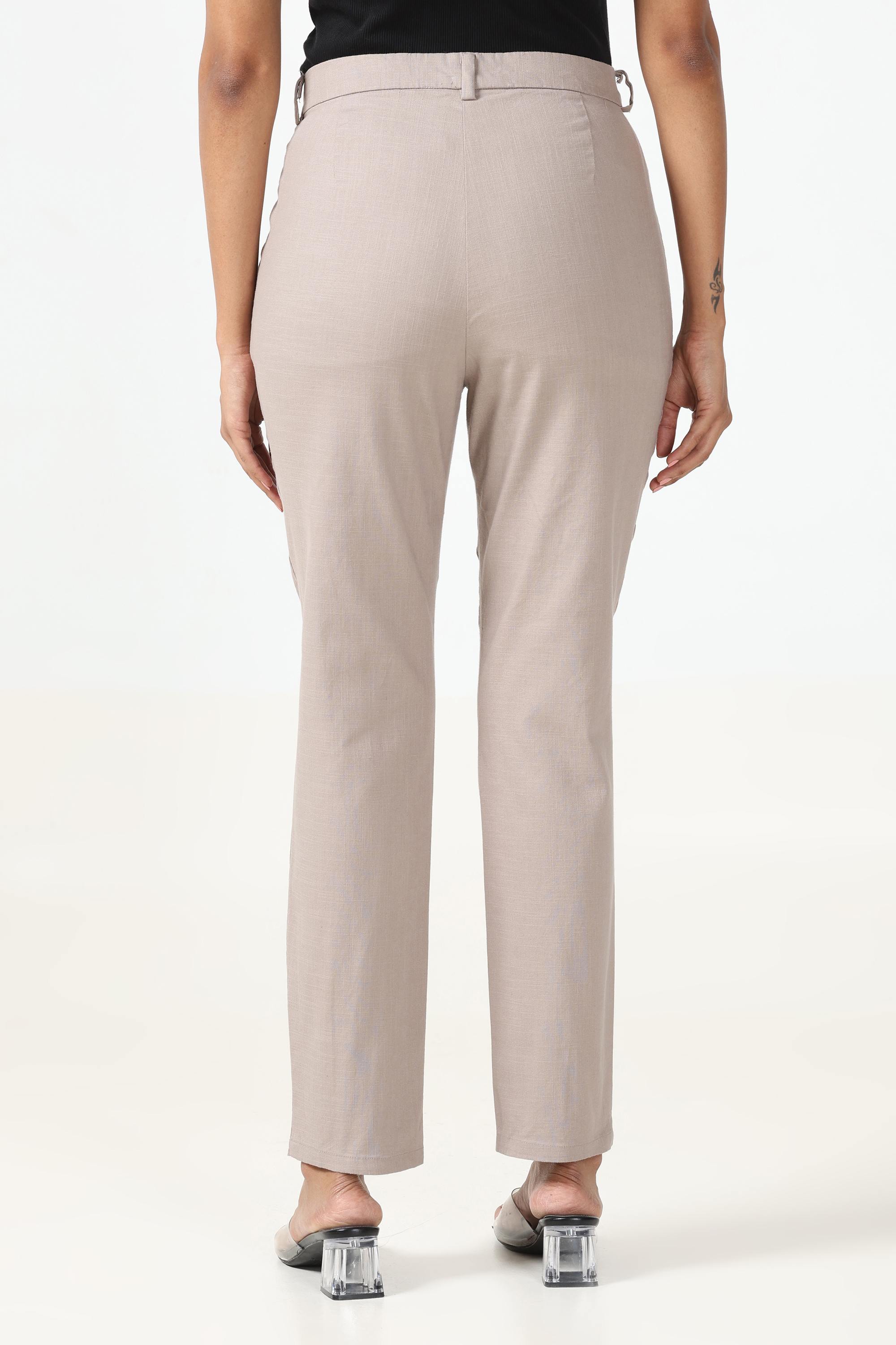 Linen Cotton Formal Trouser - Beige