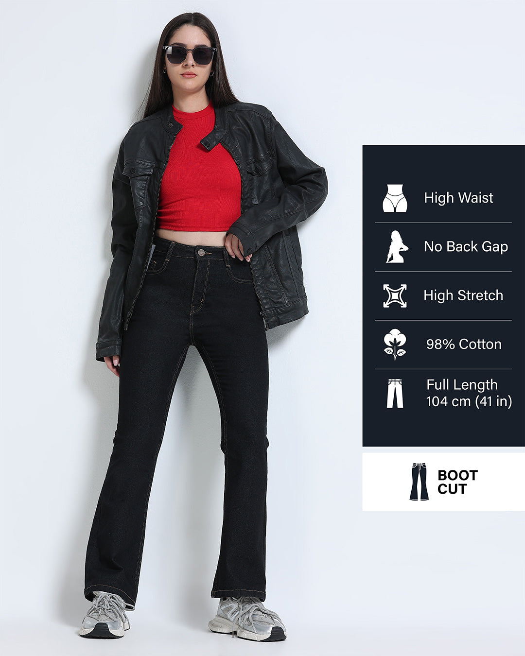 High Rise Bootcut Jeans - Black