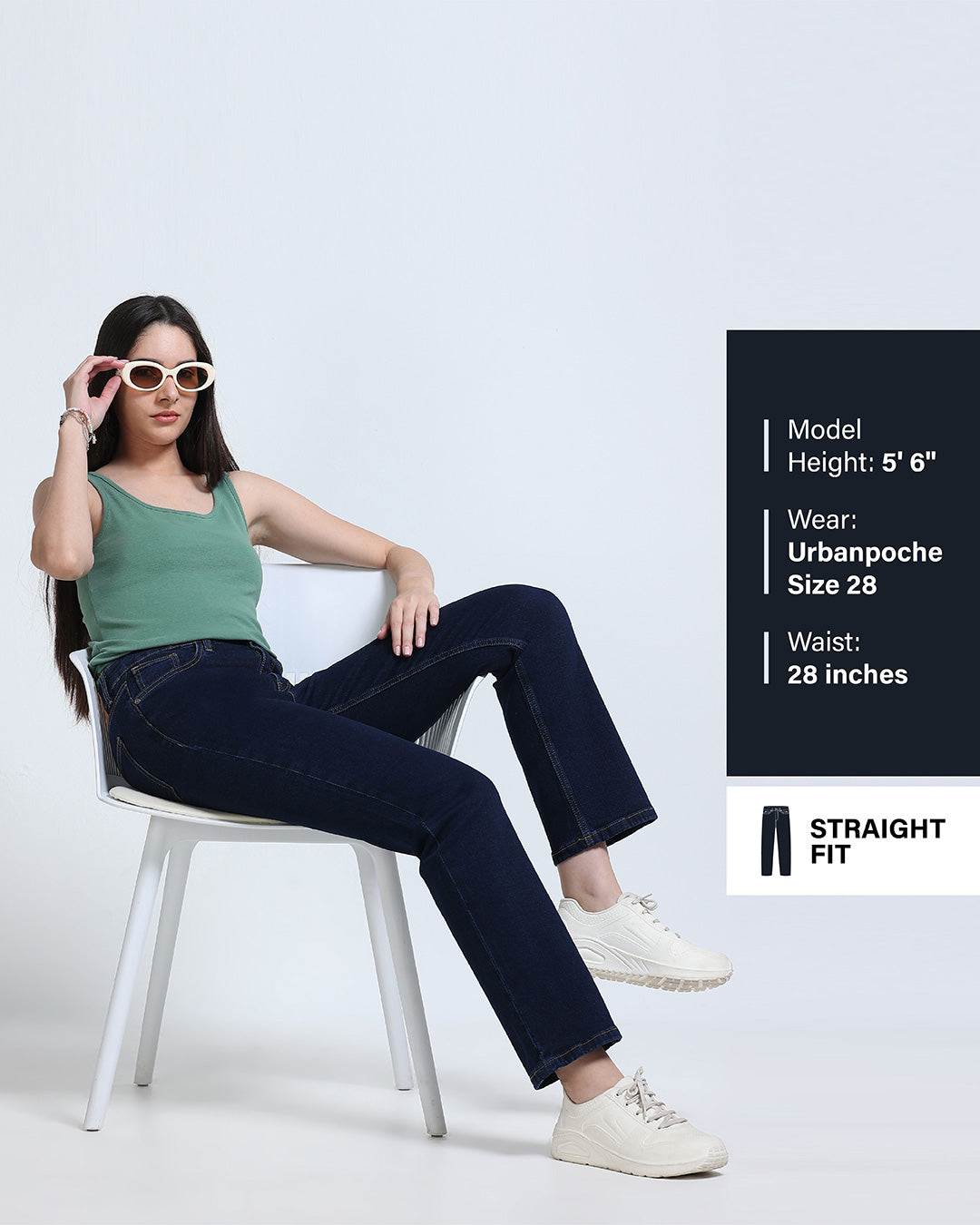 High Rise Straight Fit Jeans - Blue