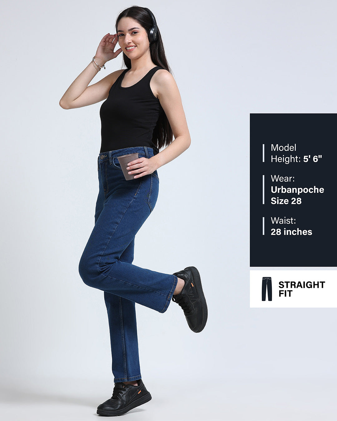 High Rise Straight Fit Jeans - Blue