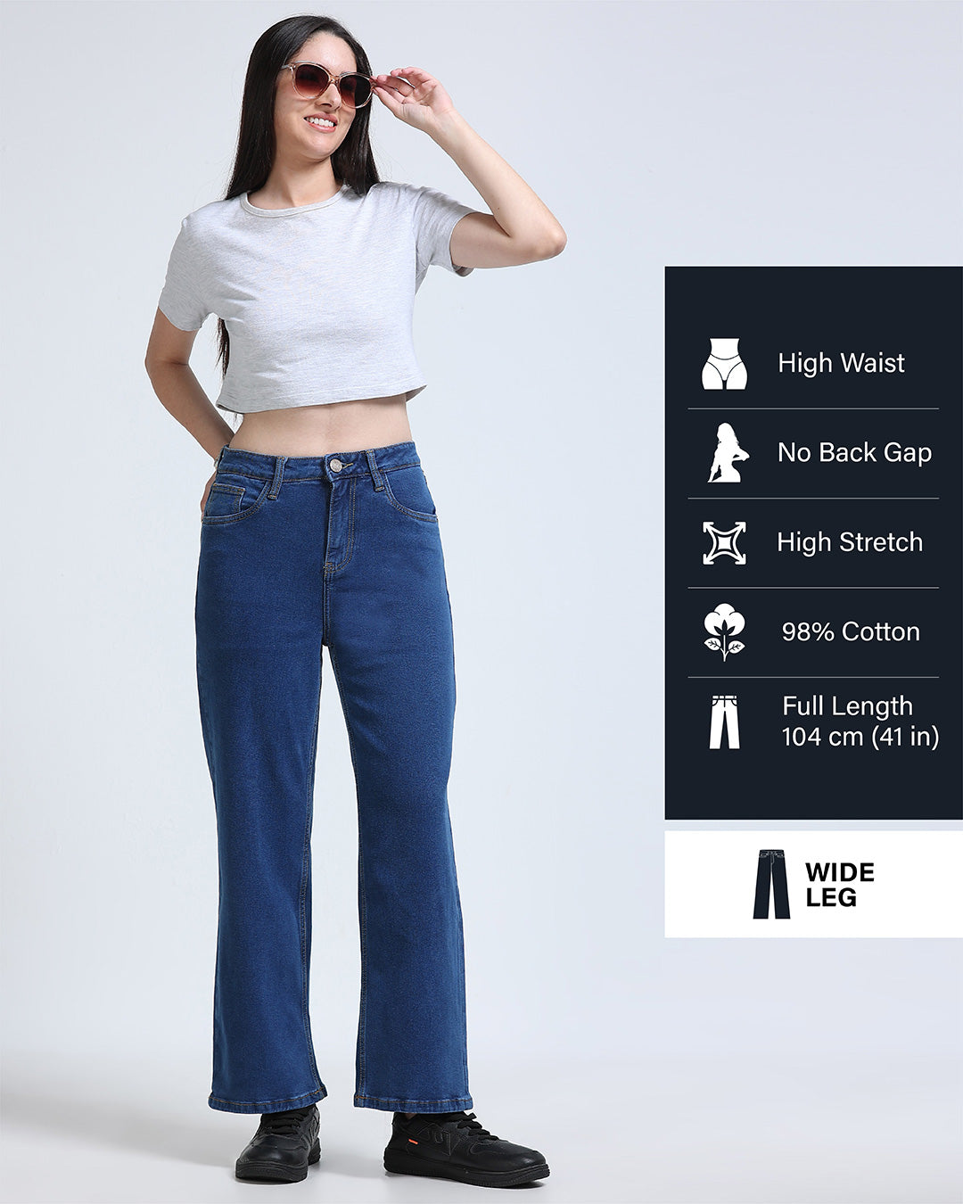 High Rise Wide Leg Jeans - Blue