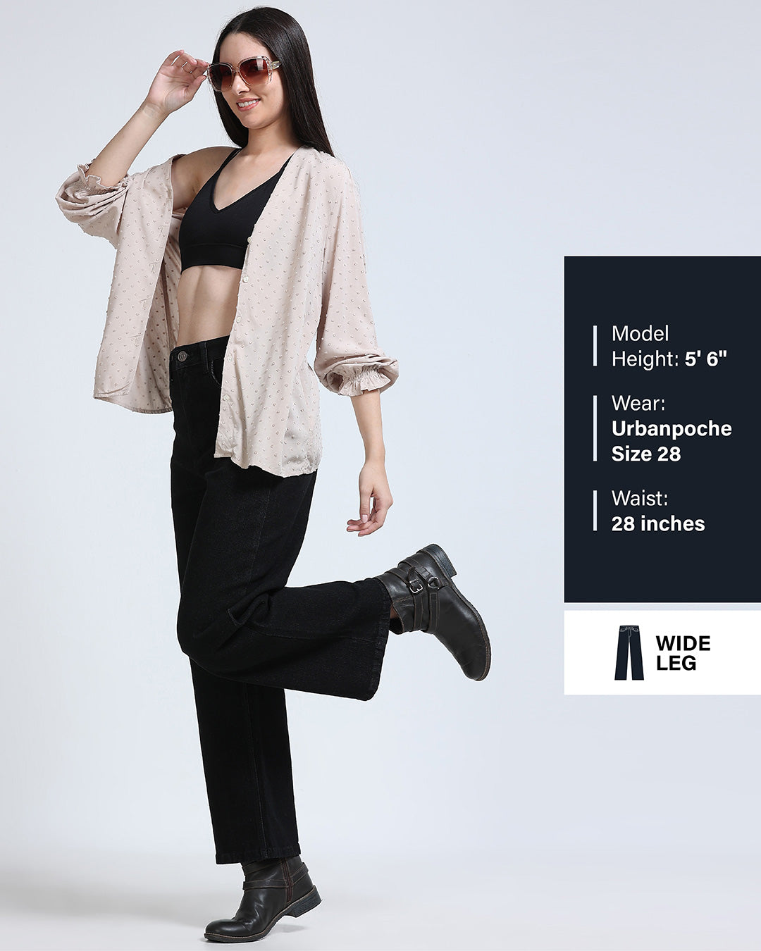 High Rise Wide Leg Jeans - Black