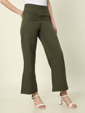 4 Way Stretch High-waist trousers- Forest Green