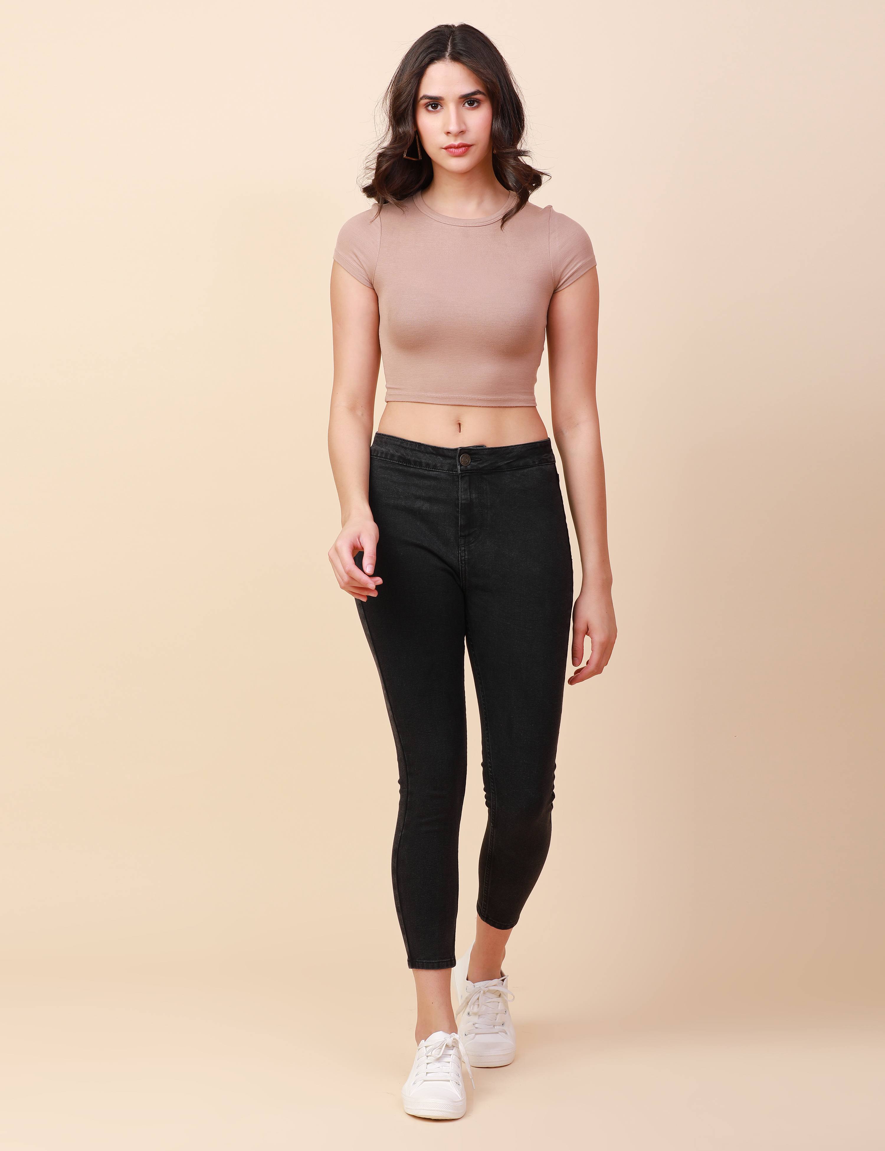 Skinny Charcoal Black High Waist Jeans Ankle Fit