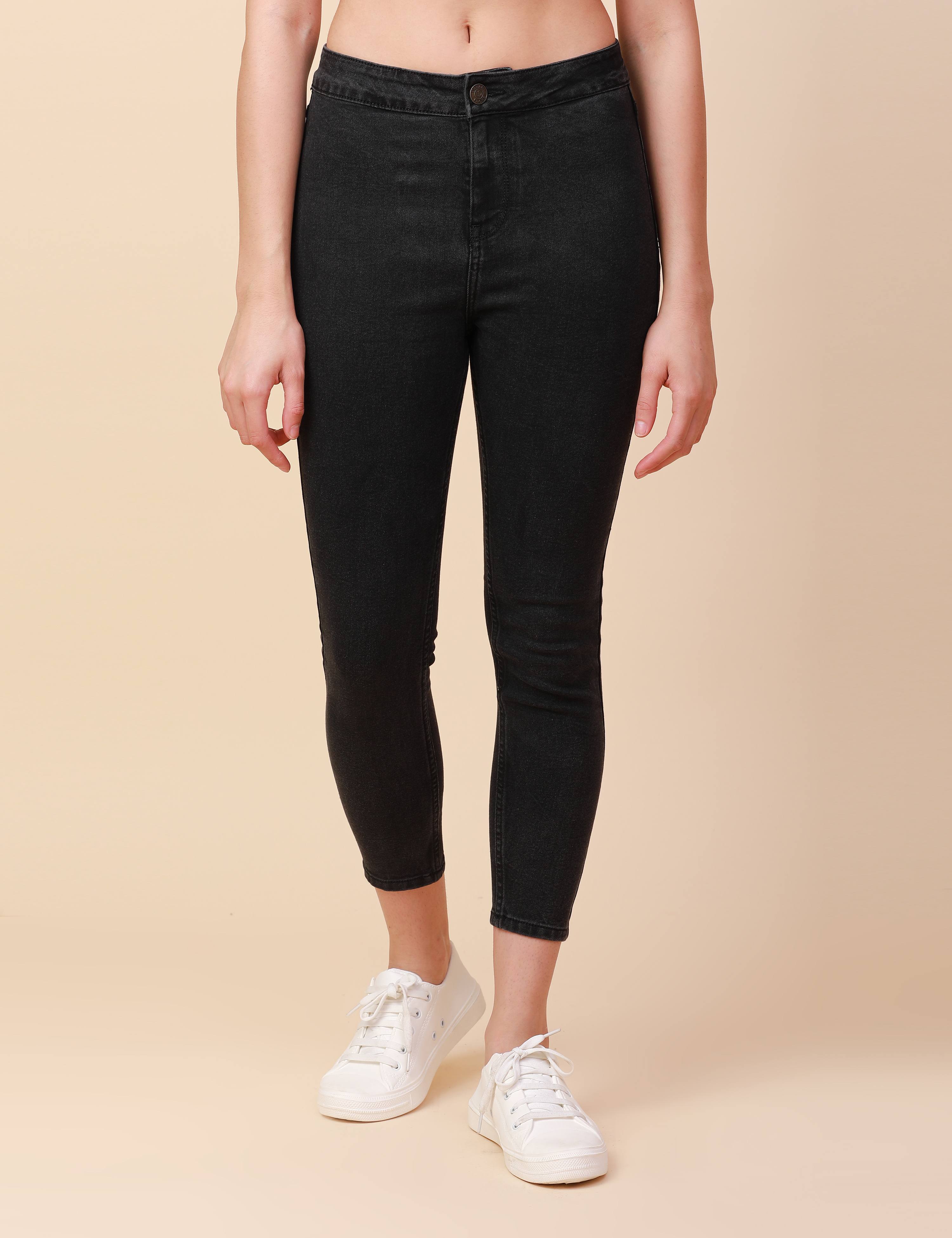 Skinny Charcoal Black High Waist Jeans Ankle Fit