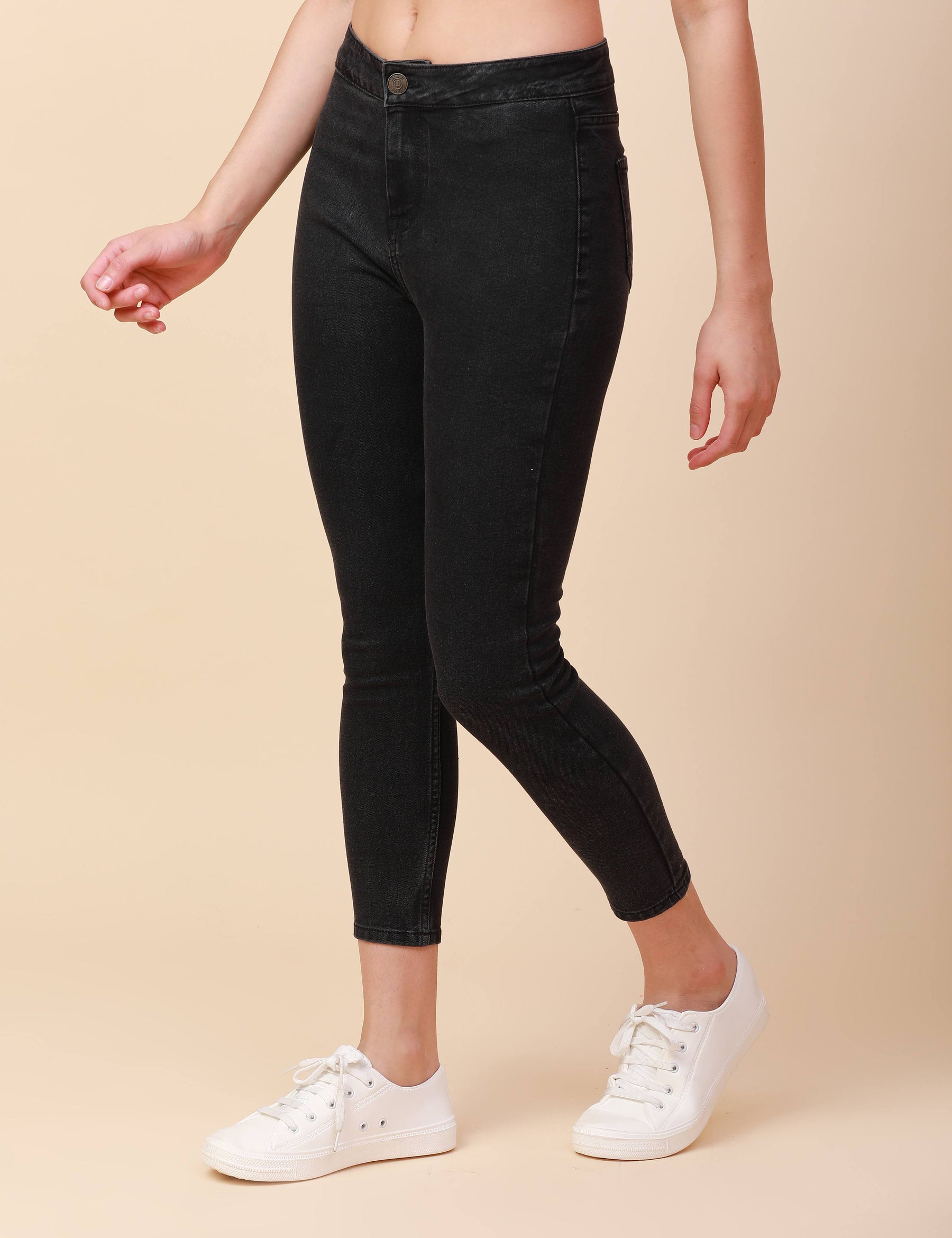 Skinny Charcoal Black High Waist Jeans Ankle Fit