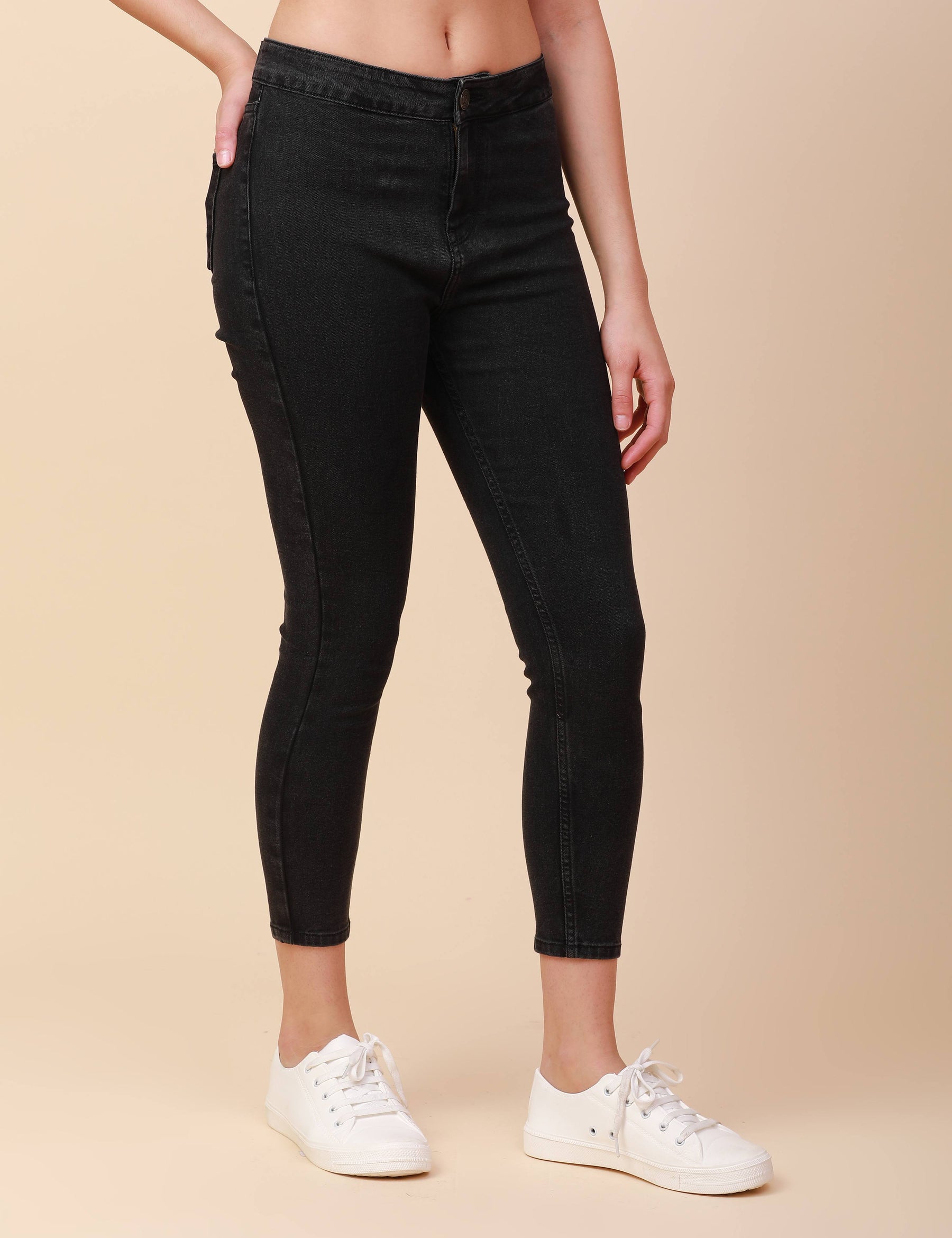 Skinny Charcoal Black High Waist Jeans Ankle Fit