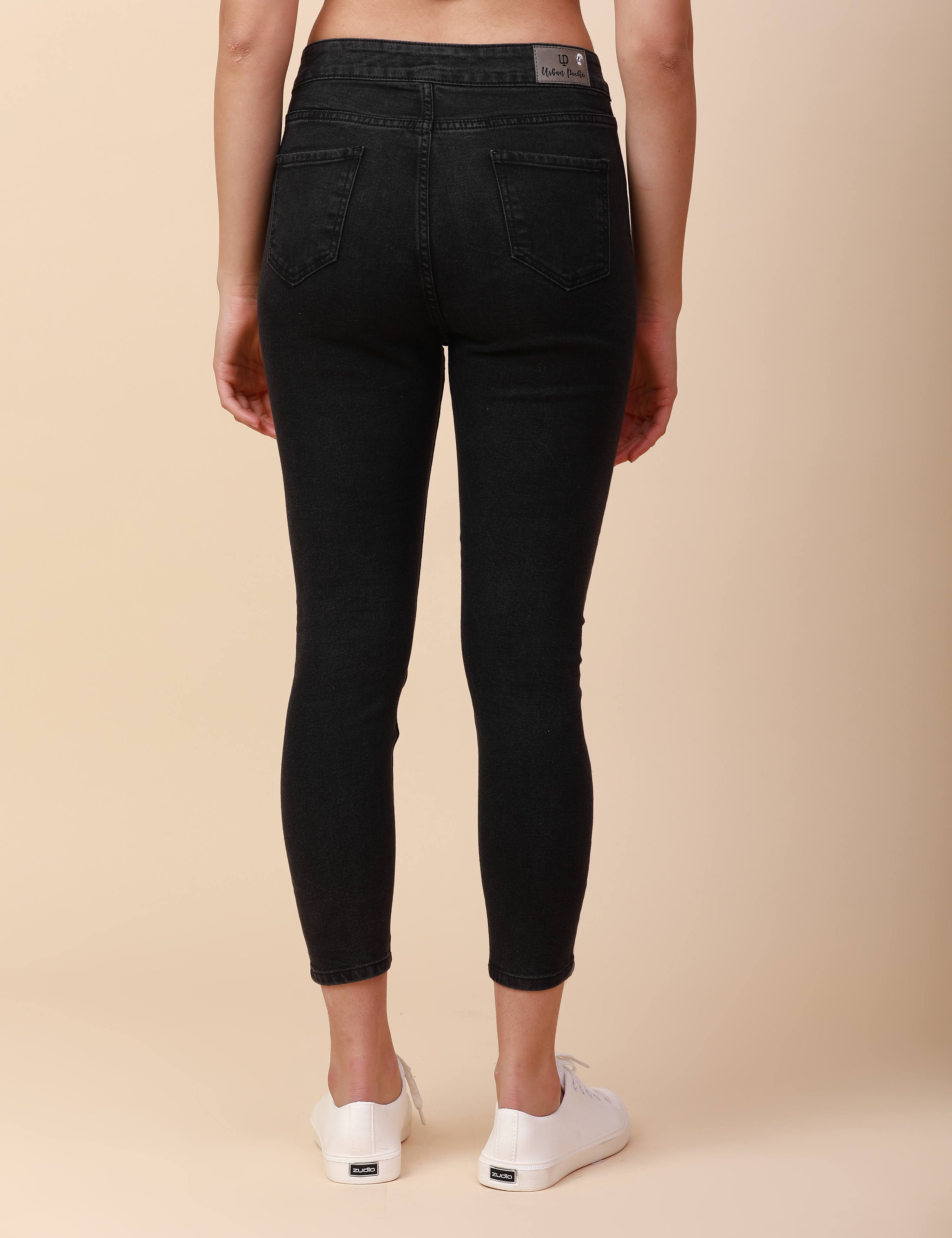 Skinny Charcoal Black High Waist Jeans Ankle Fit