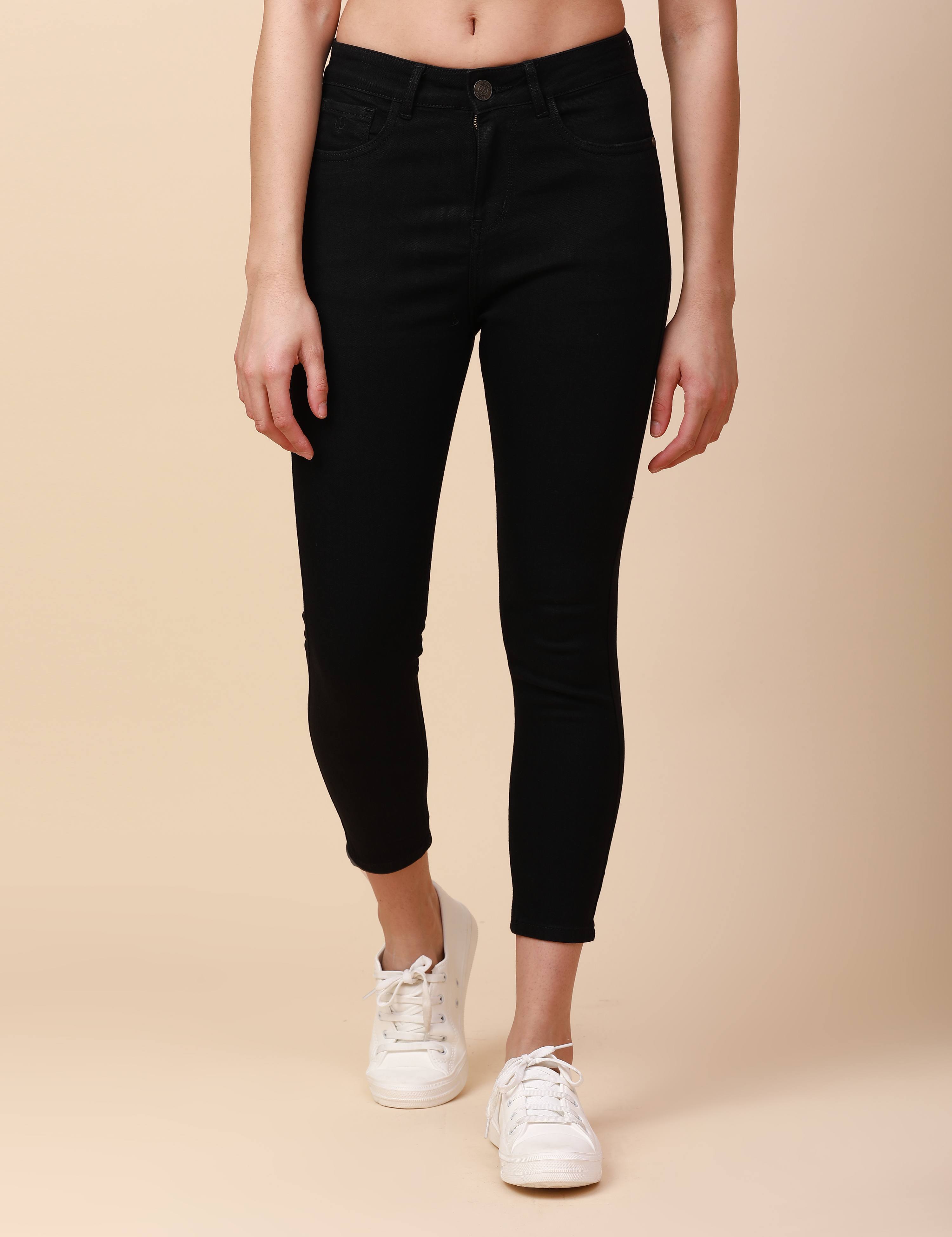 Skinny Jet Black High Waist Jeans Ankle Fit