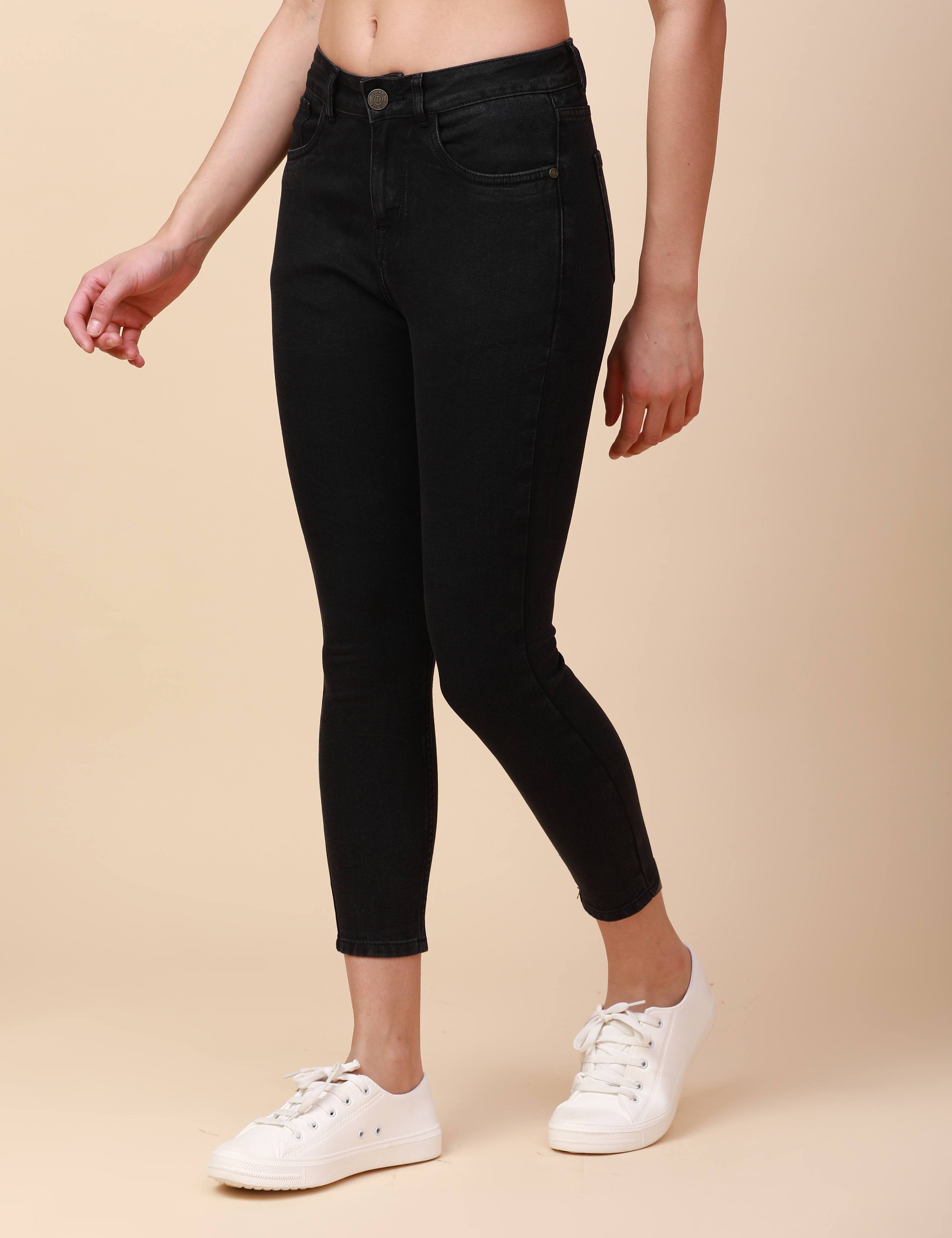 Skinny Charcoal Black High Waist Jeans Ankle Fit