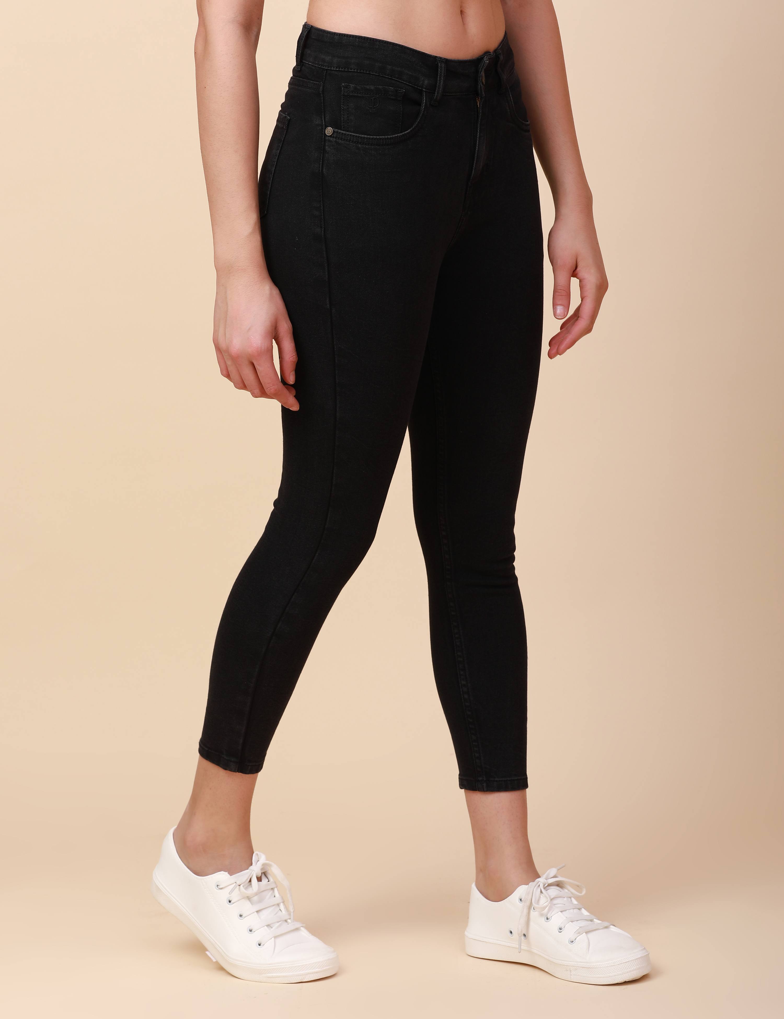 Skinny Charcoal Black High Waist Jeans Ankle Fit