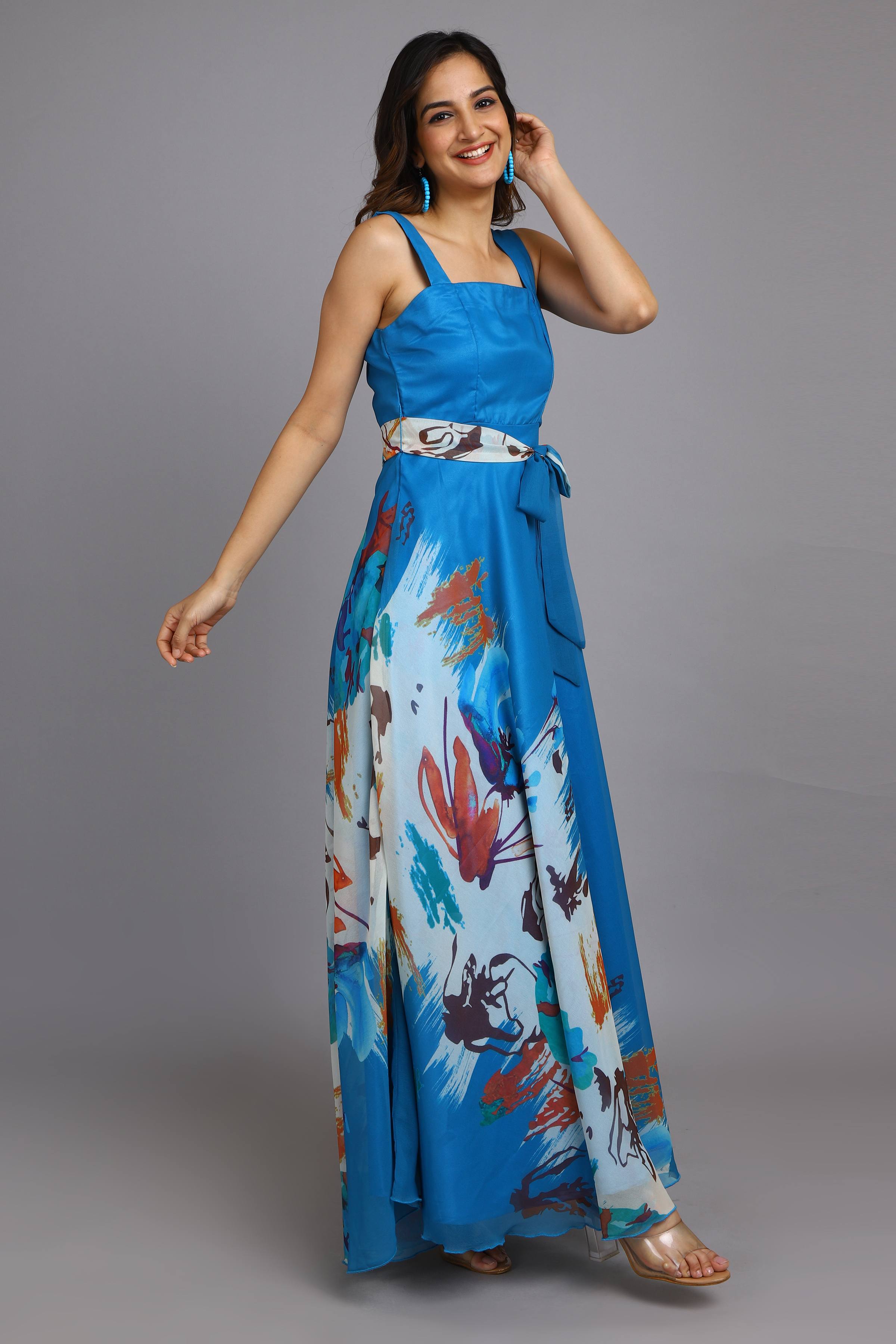 Georgette Ocean Blue Gown