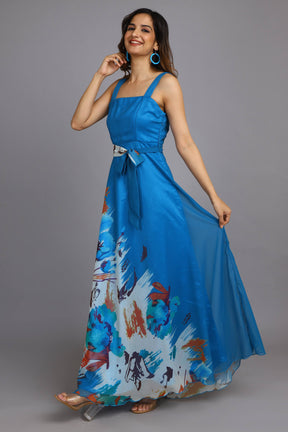 Georgette Ocean Blue Gown