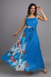 Georgette Ocean Blue Gown