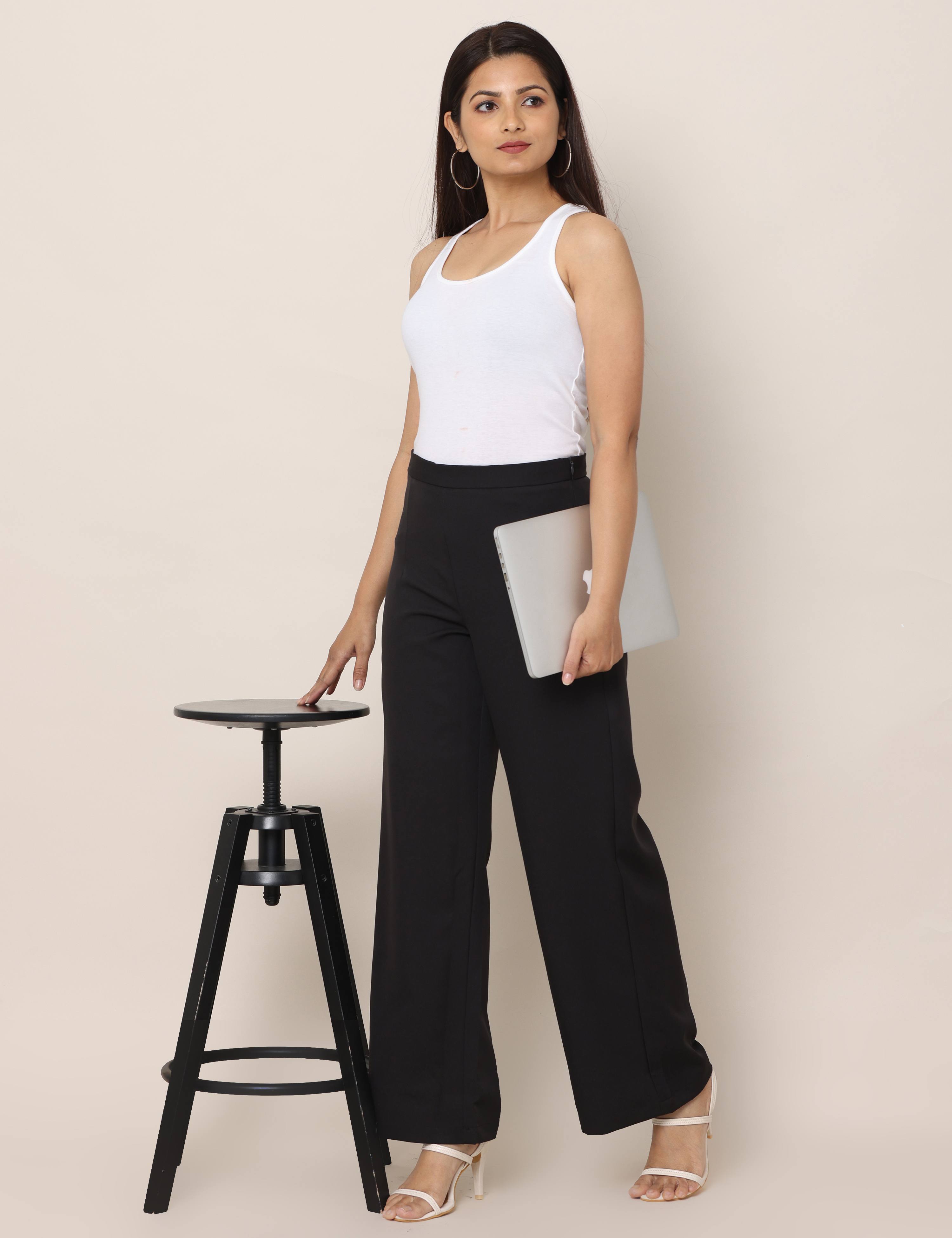 4 Way Stretch High-waist trousers-Black