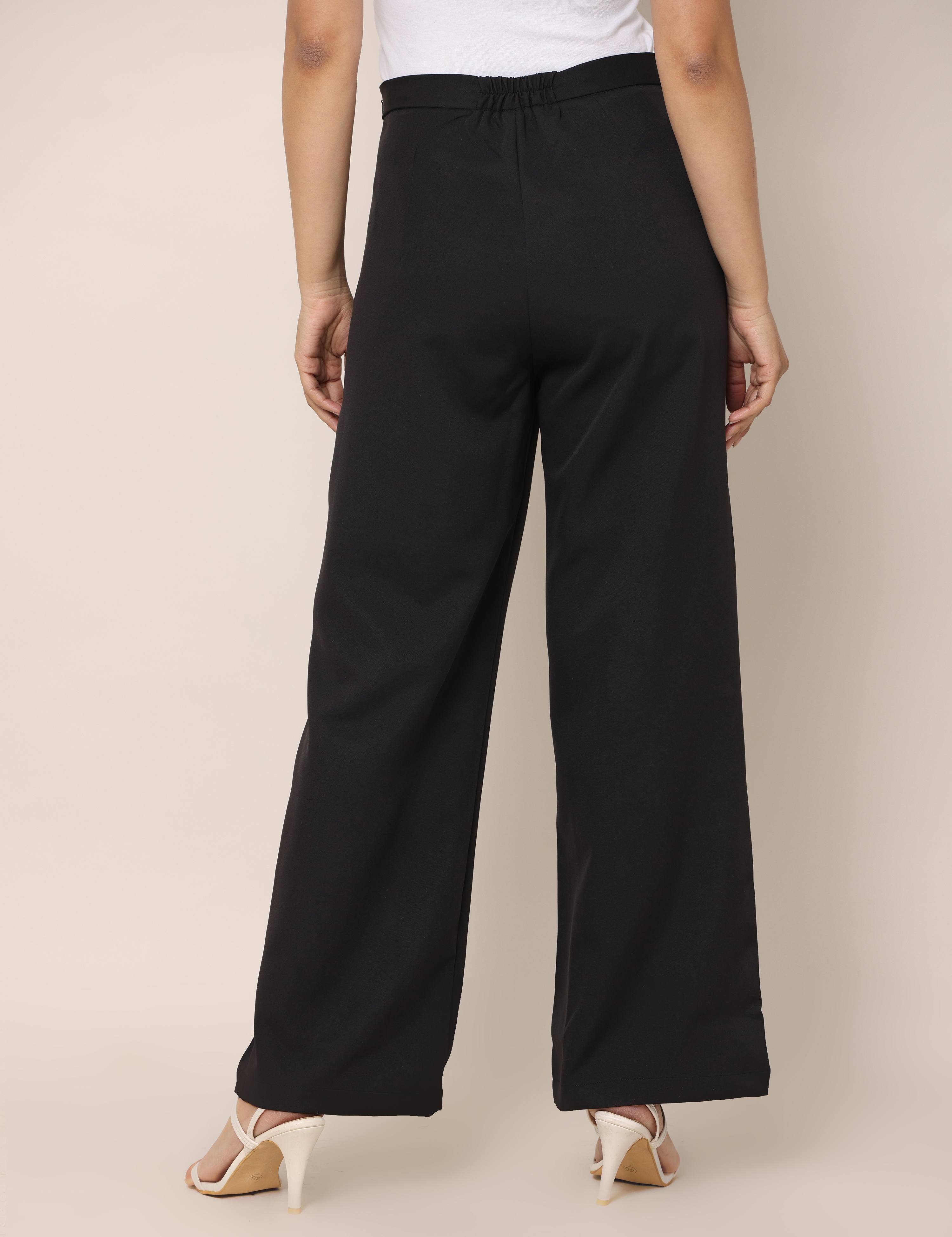 4 Way Stretch High-waist trousers-Black